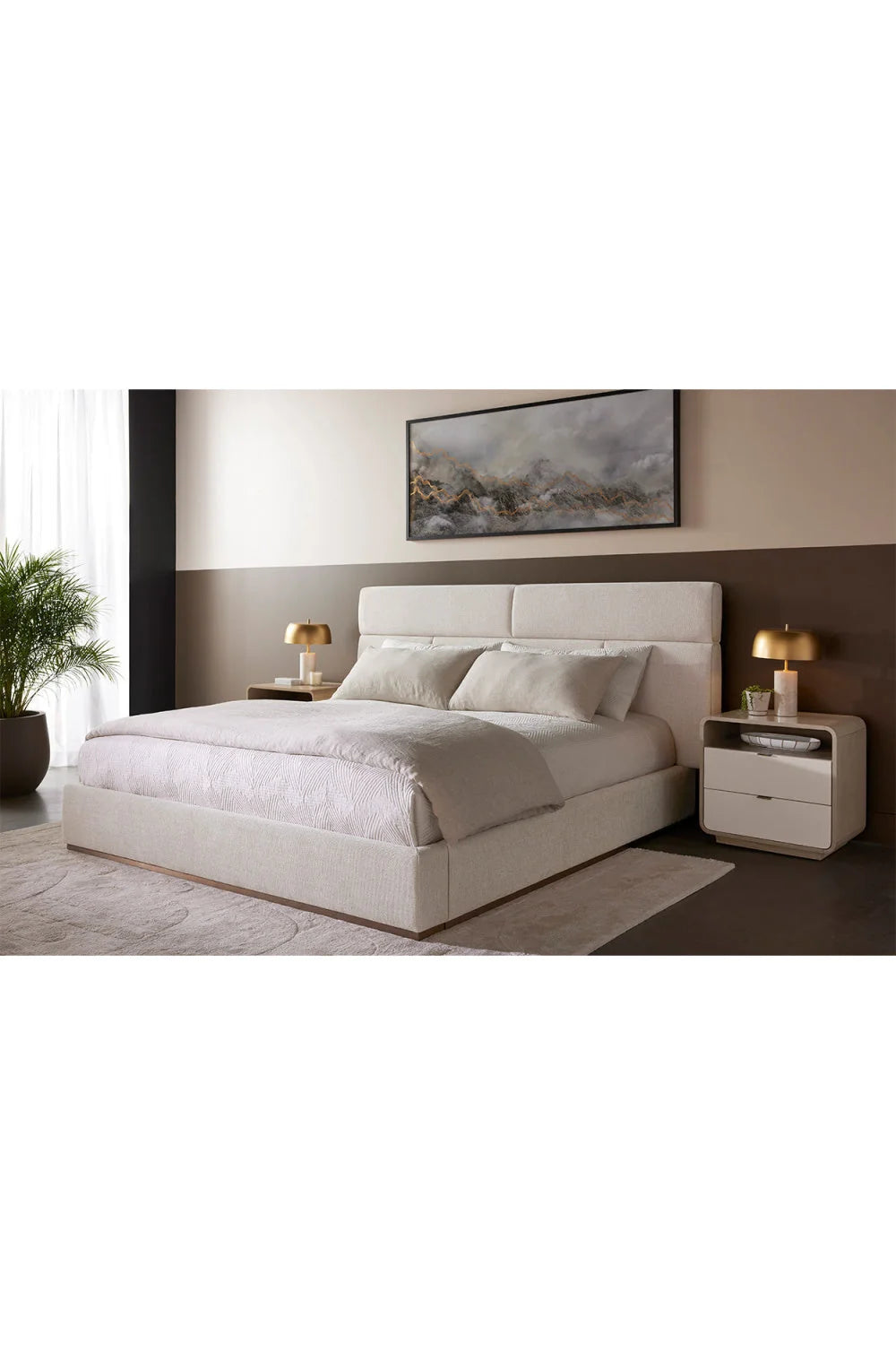 Luxury Modern Kayden 2-Drawer Nightstand European Style for Villa