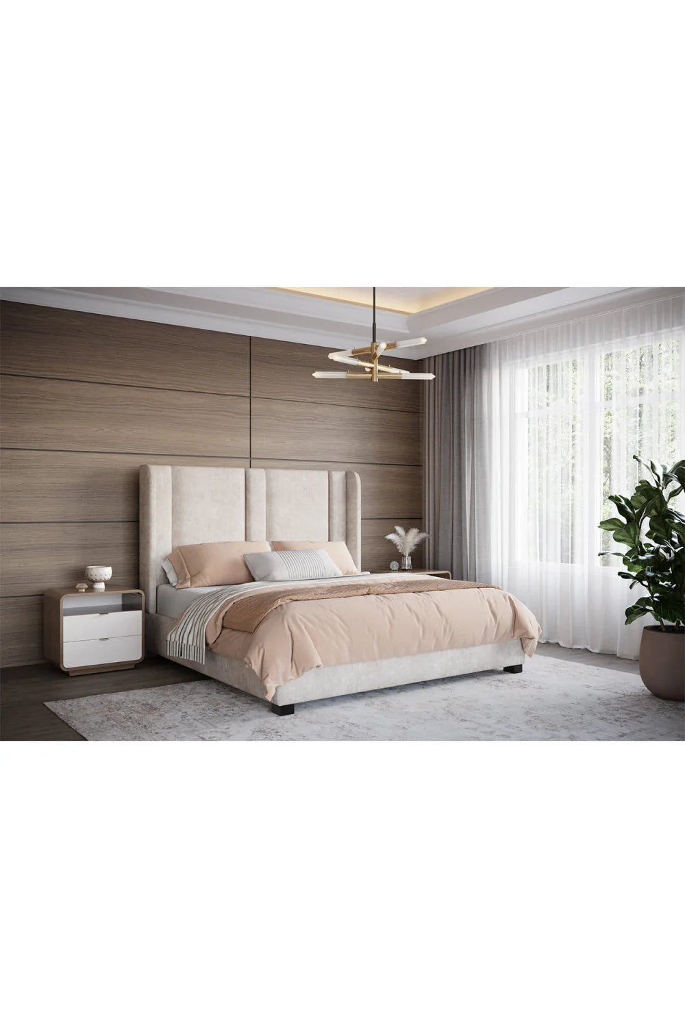 Luxury Modern Kayden 2-Drawer Nightstand European Style for Villa