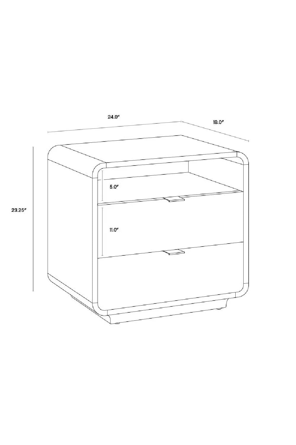 Luxury Modern Kayden 2-Drawer Nightstand European Style for Villa