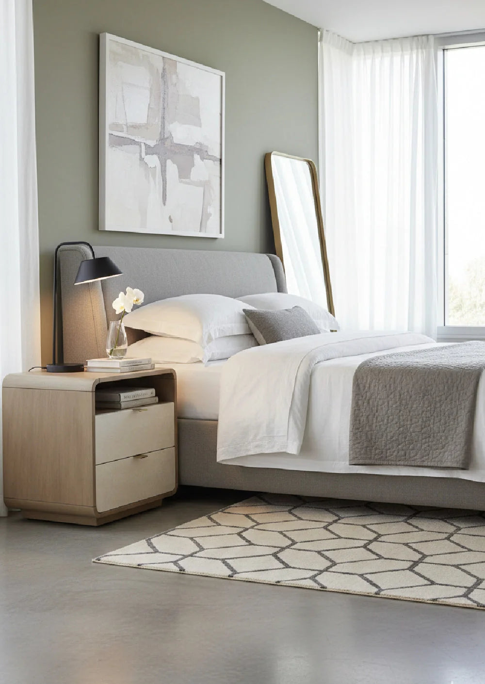 Luxury Modern Kayden 2-Drawer Nightstand European Style for Villa