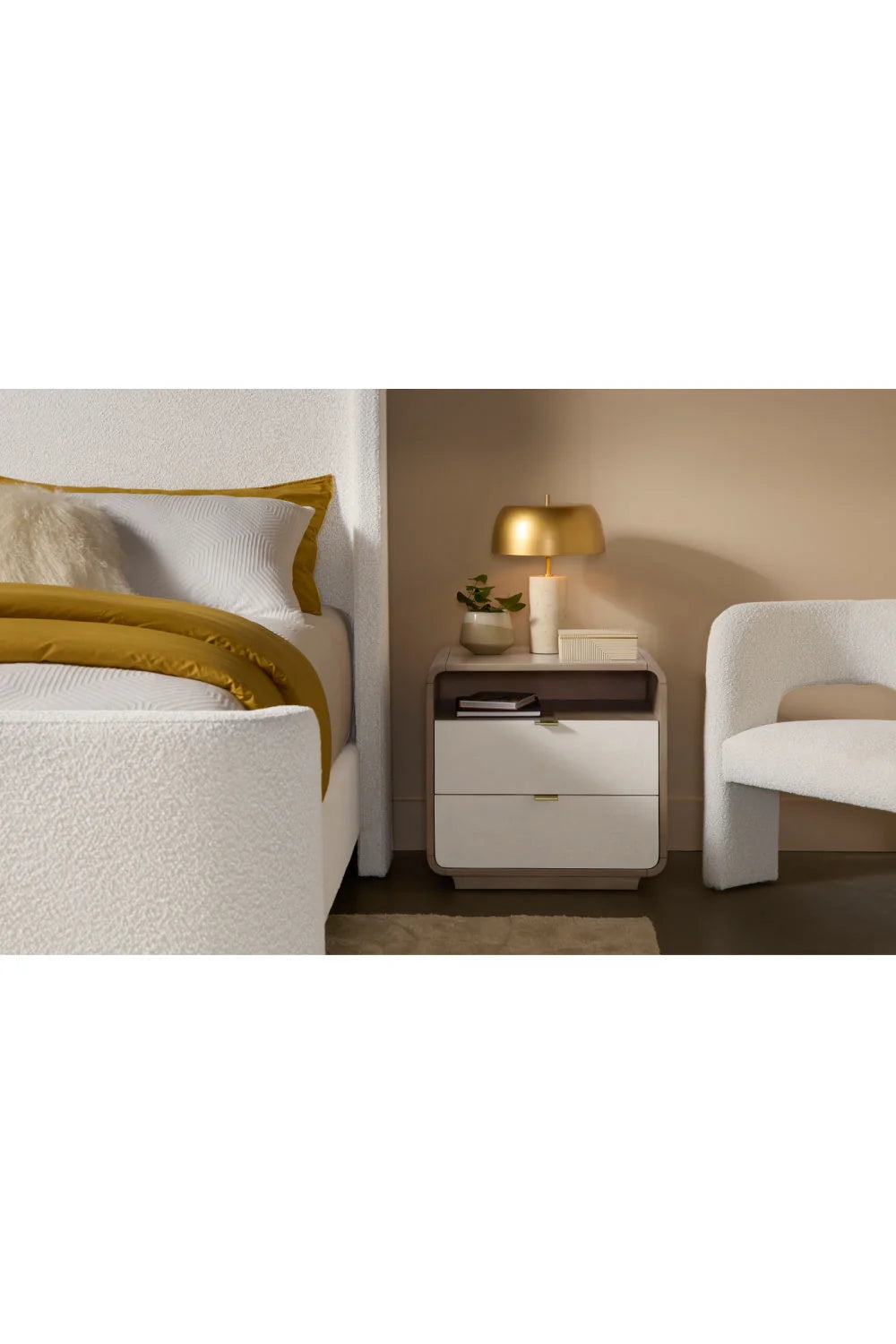 Luxury Modern Kayden 2-Drawer Nightstand European Style for Villa