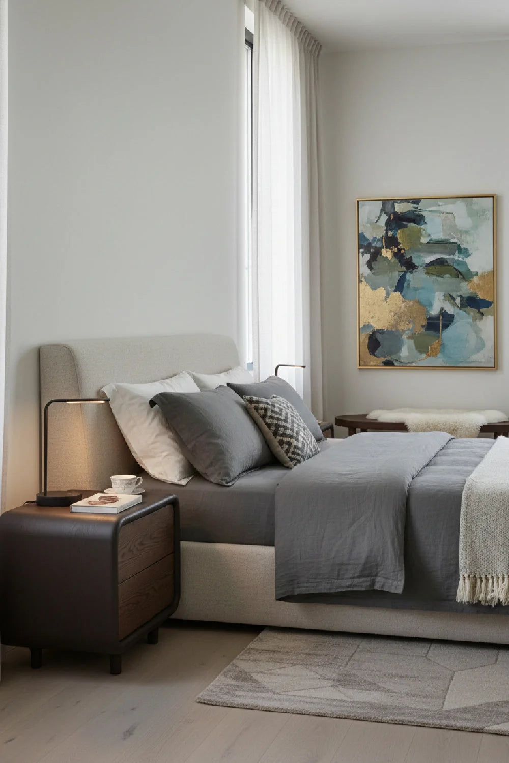 Luxury Modern Koa Nightstand European Style for Villa