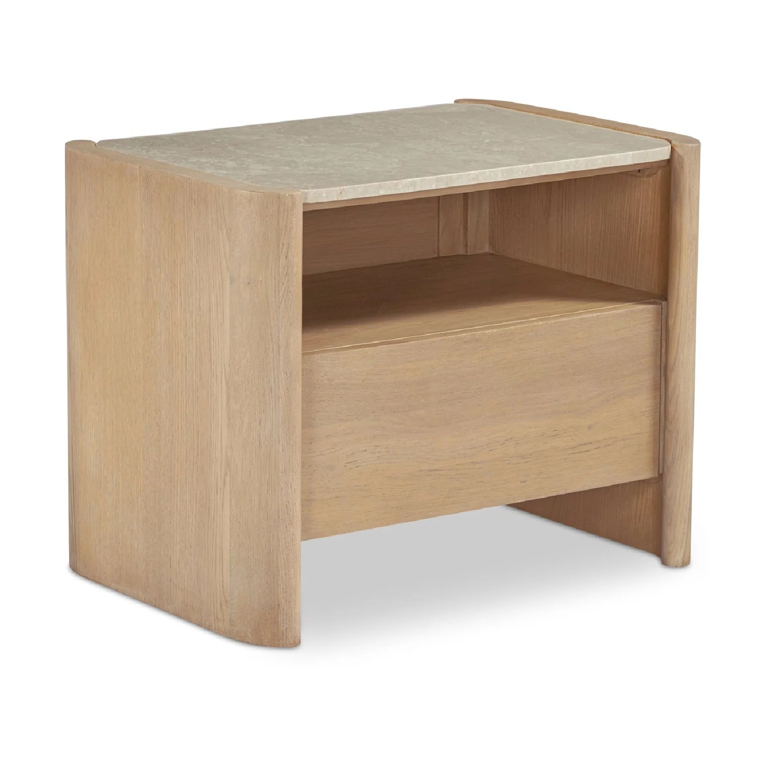 Luxury Modern Lane Marble Top Oak Nightstand European Style for Villa
