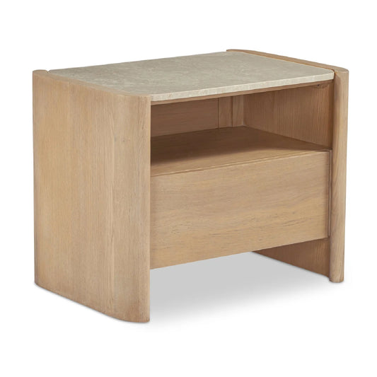 Luxury Modern Lane Marble Top Oak Nightstand European Style for Villa