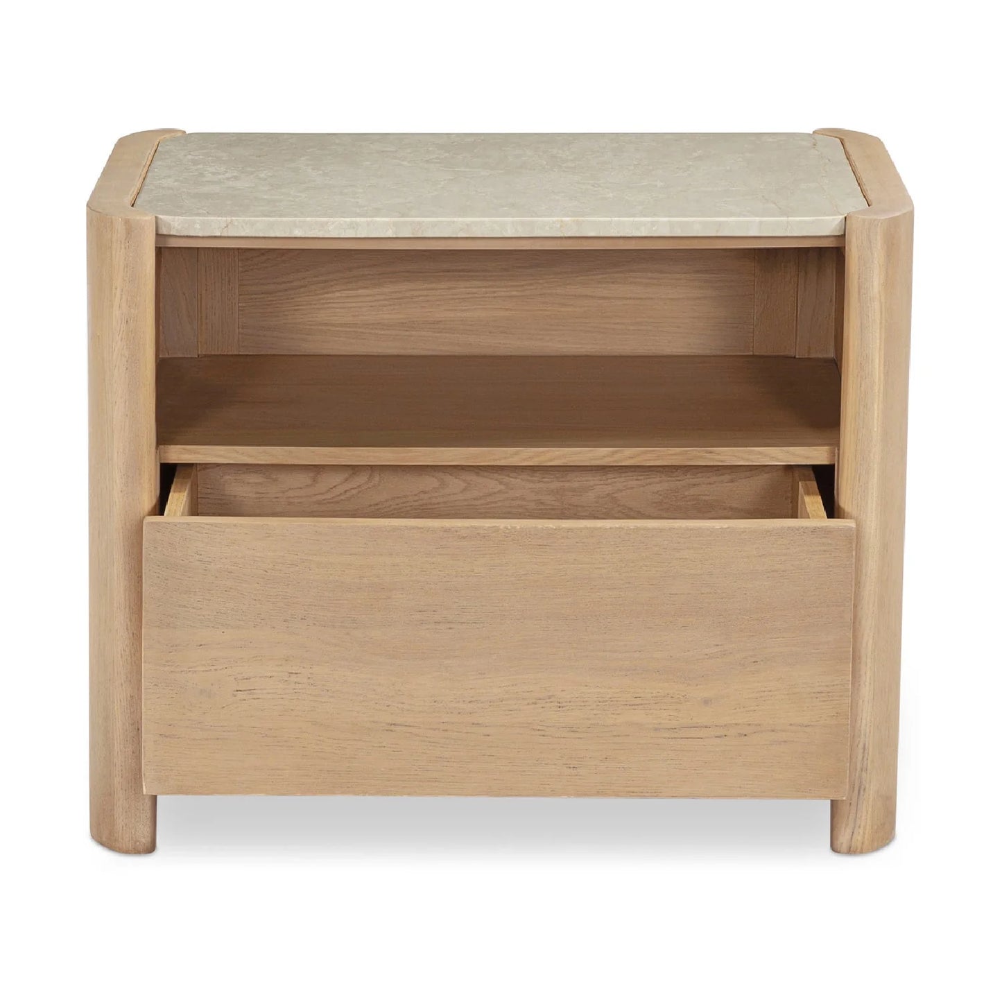 Luxury Modern Lane Marble Top Oak Nightstand European Style for Villa