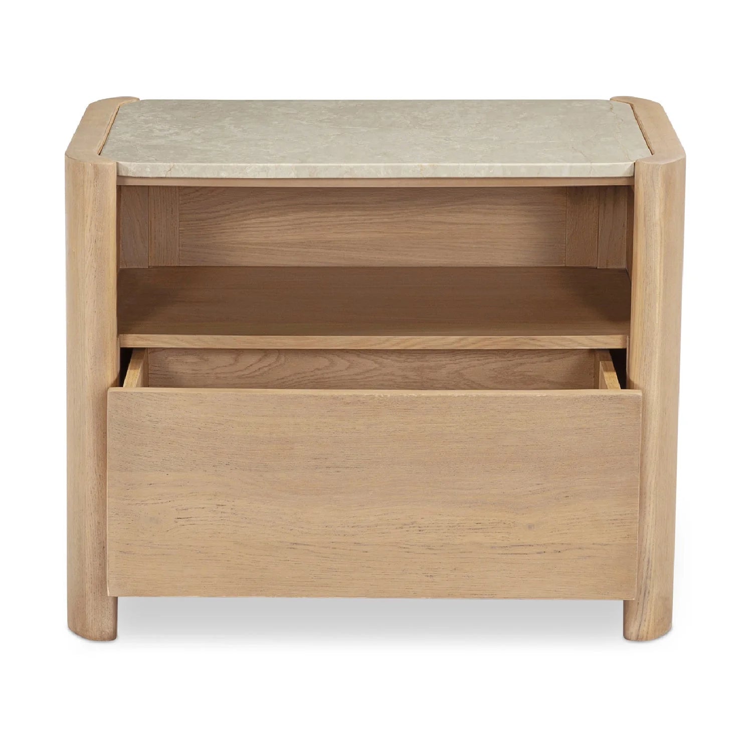 Luxury Modern Lane Marble Top Oak Nightstand European Style for Villa
