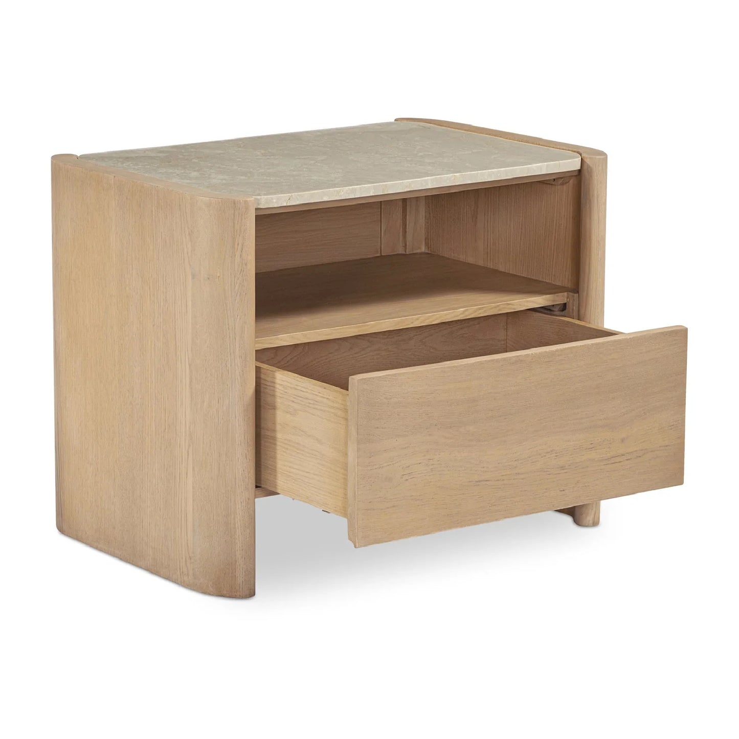 Luxury Modern Lane Marble Top Oak Nightstand European Style for Villa