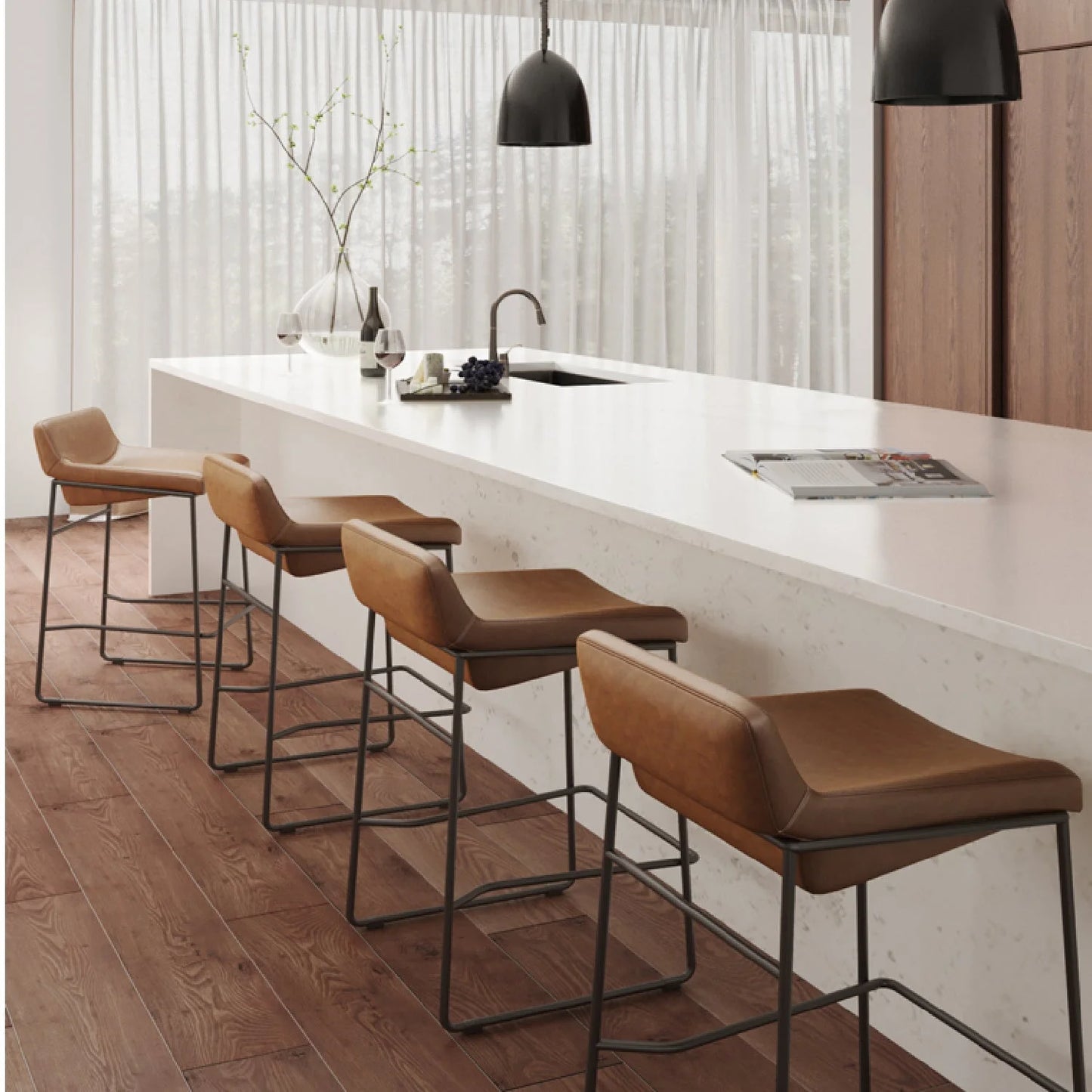 Luxury Modern Leather Counter Stools European Style for Villa
