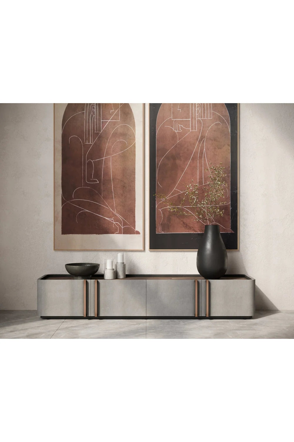 Luxury Modern Leather Storage Cabinet European Style for Villa