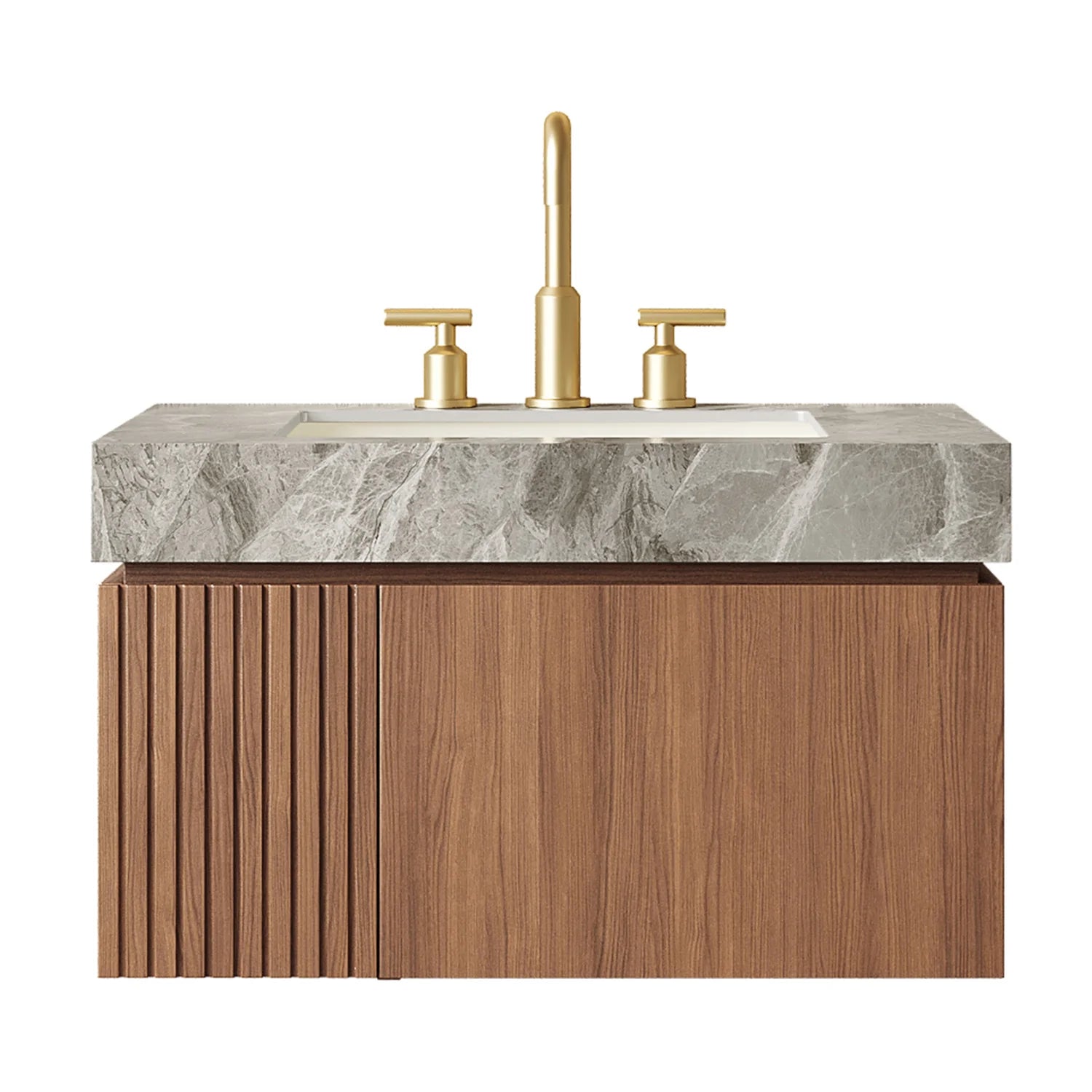Luxury Modern Light Gray Sintered Stone Bathroom Vanity European Style for Villa