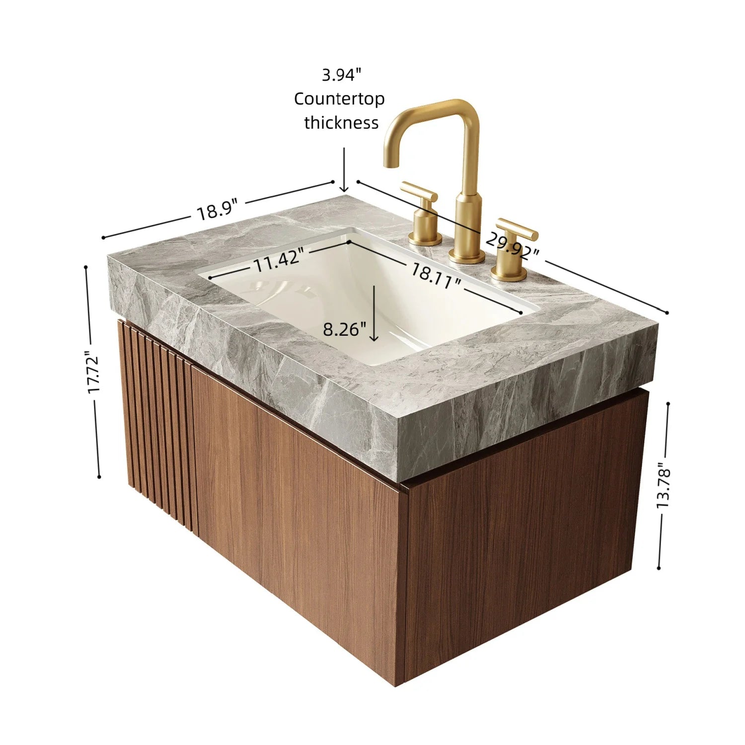 Luxury Modern Light Gray Sintered Stone Bathroom Vanity European Style for Villa