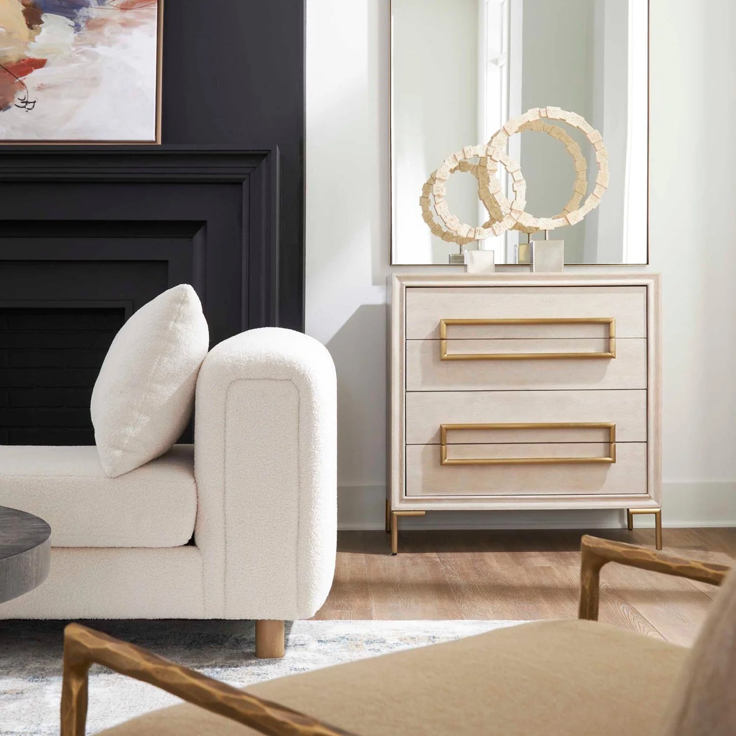 Luxury Modern Light Oak 4-Drawer Accent Chest European Style for Villa
