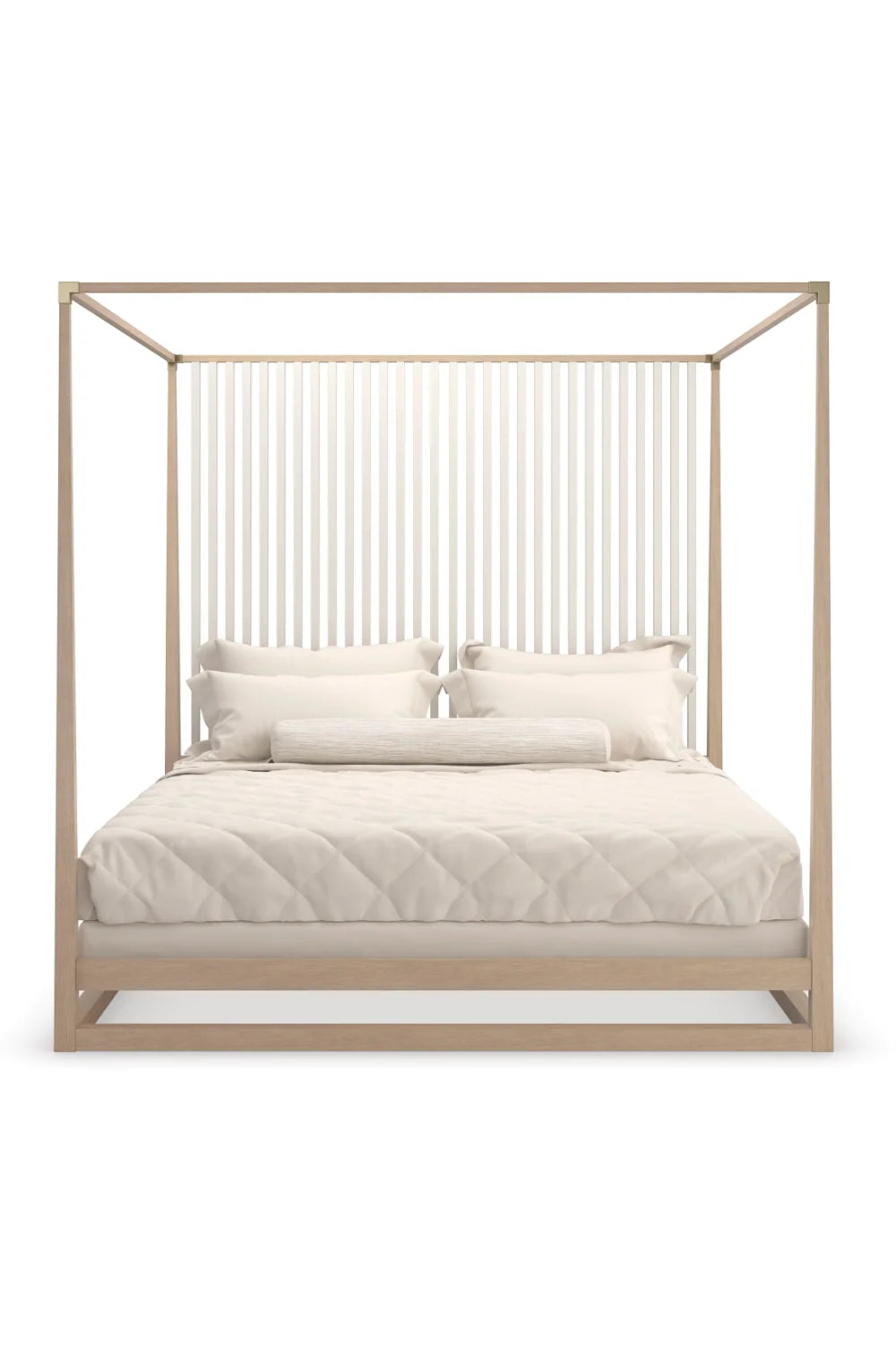 Luxury Modern Light Oak Canopy Bed European Style for Villa