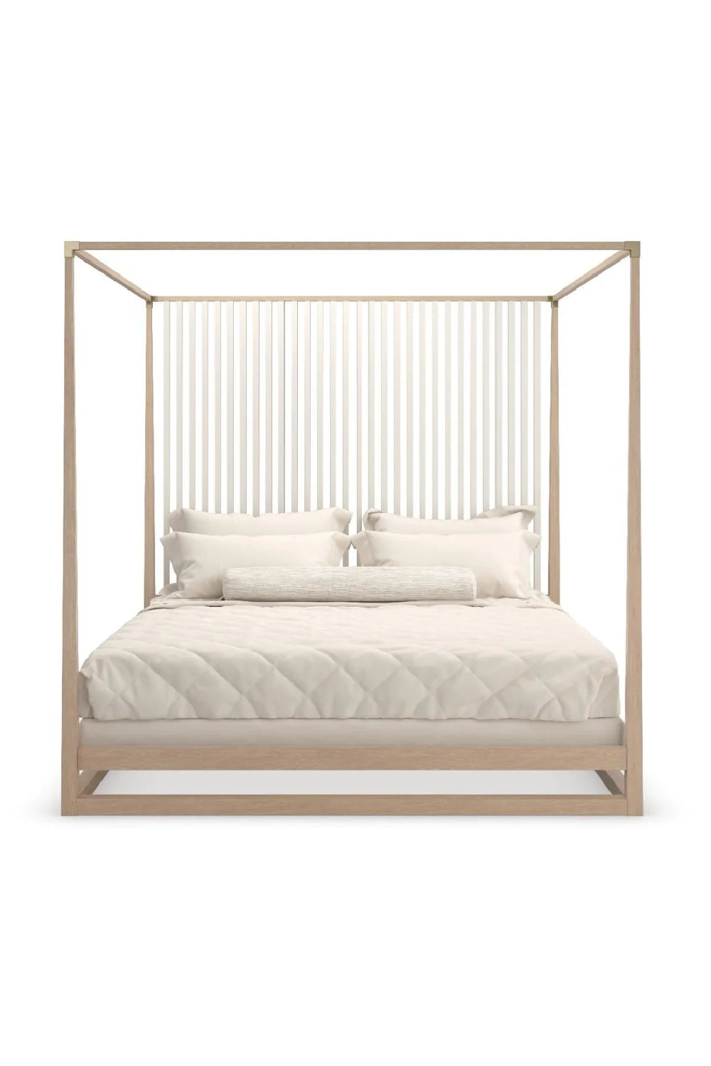 Luxury Modern Light Oak Canopy Bed European Style for Villa