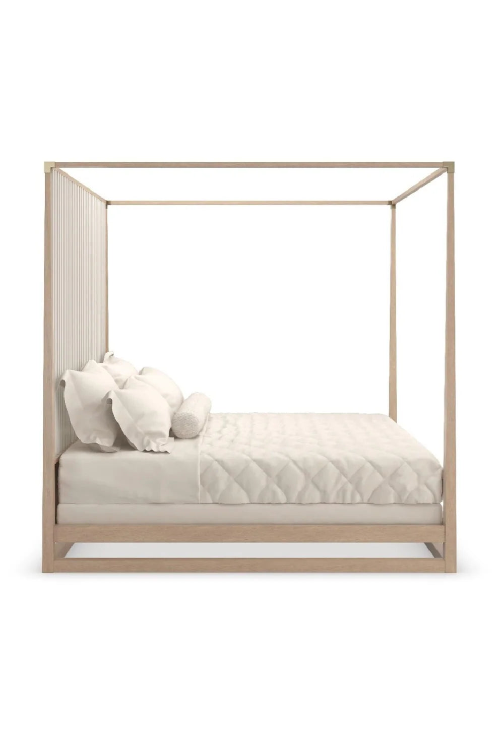 Luxury Modern Light Oak Canopy Bed European Style for Villa
