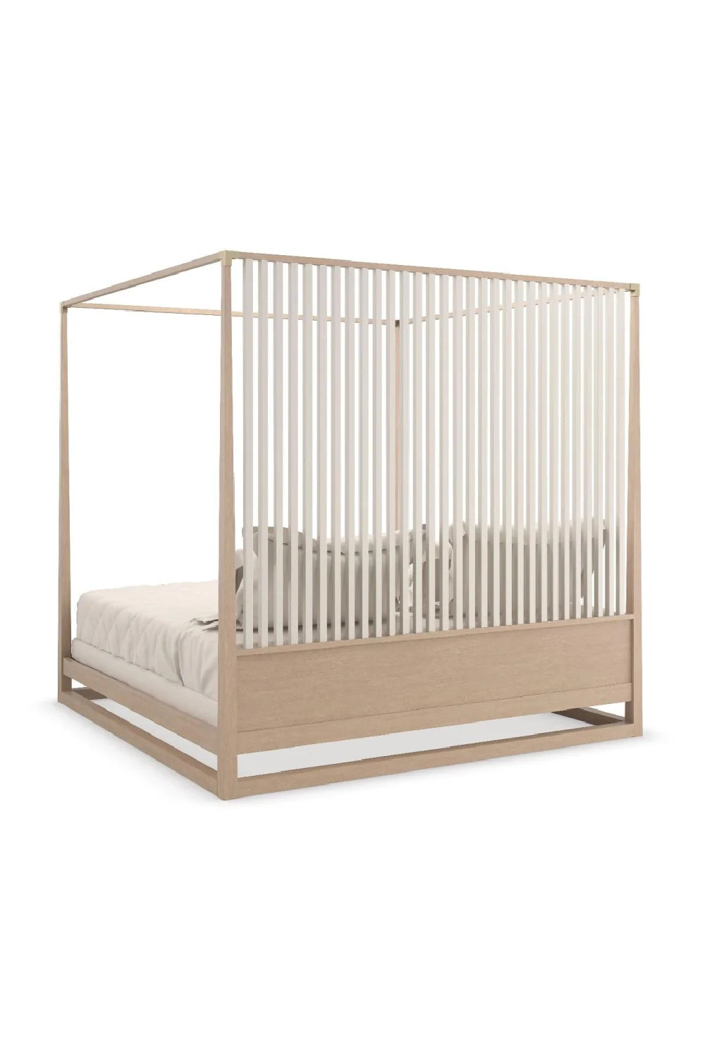 Luxury Modern Light Oak Canopy Bed European Style for Villa