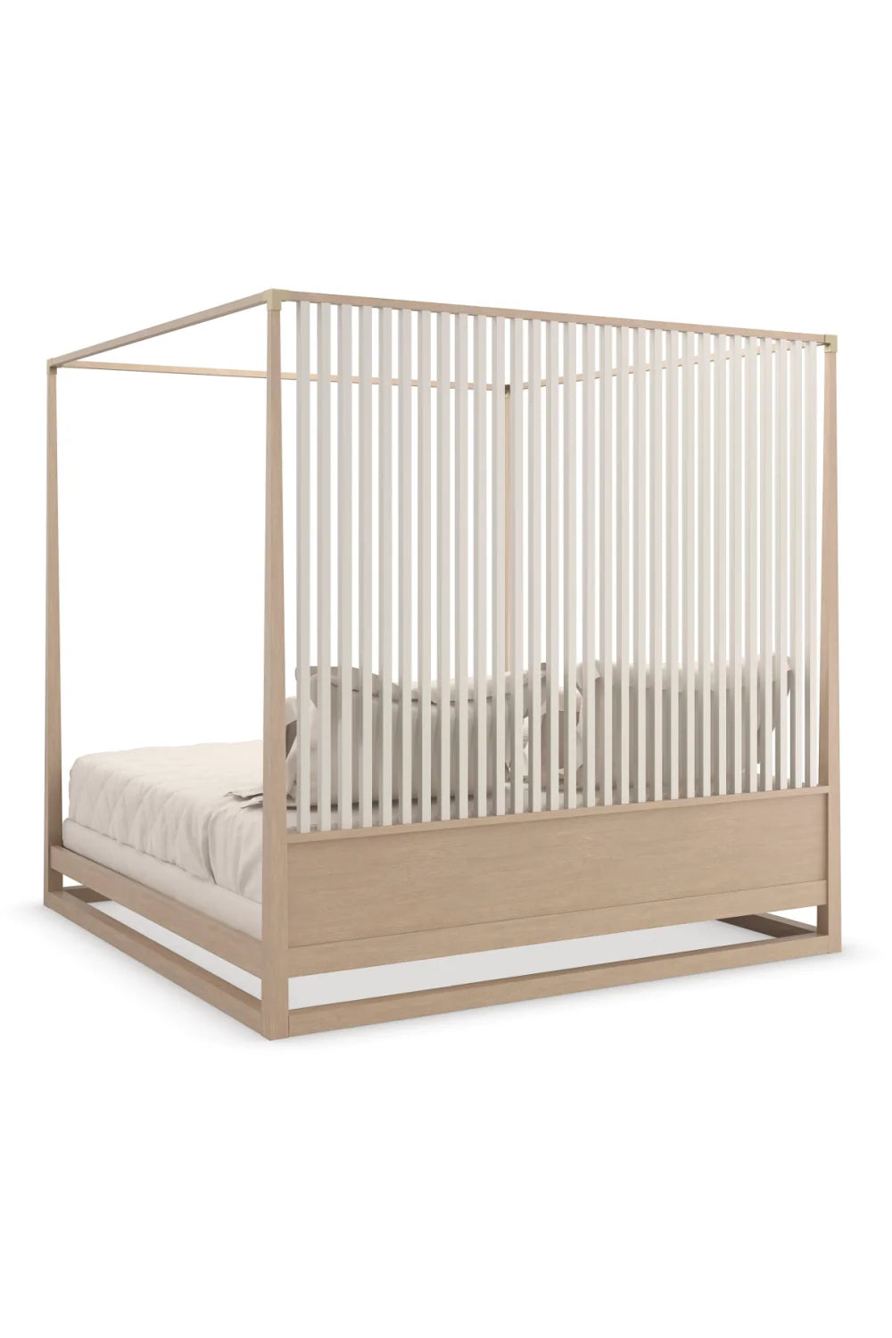 Luxury Modern Light Oak Canopy Bed European Style for Villa