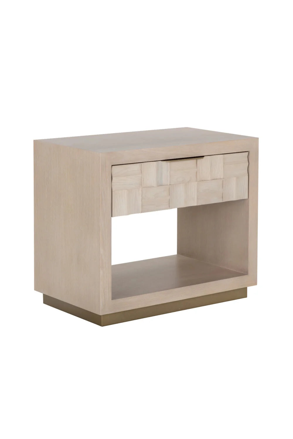Luxury Modern Light Oak Wood-Tile Nightstand European Style for Villa