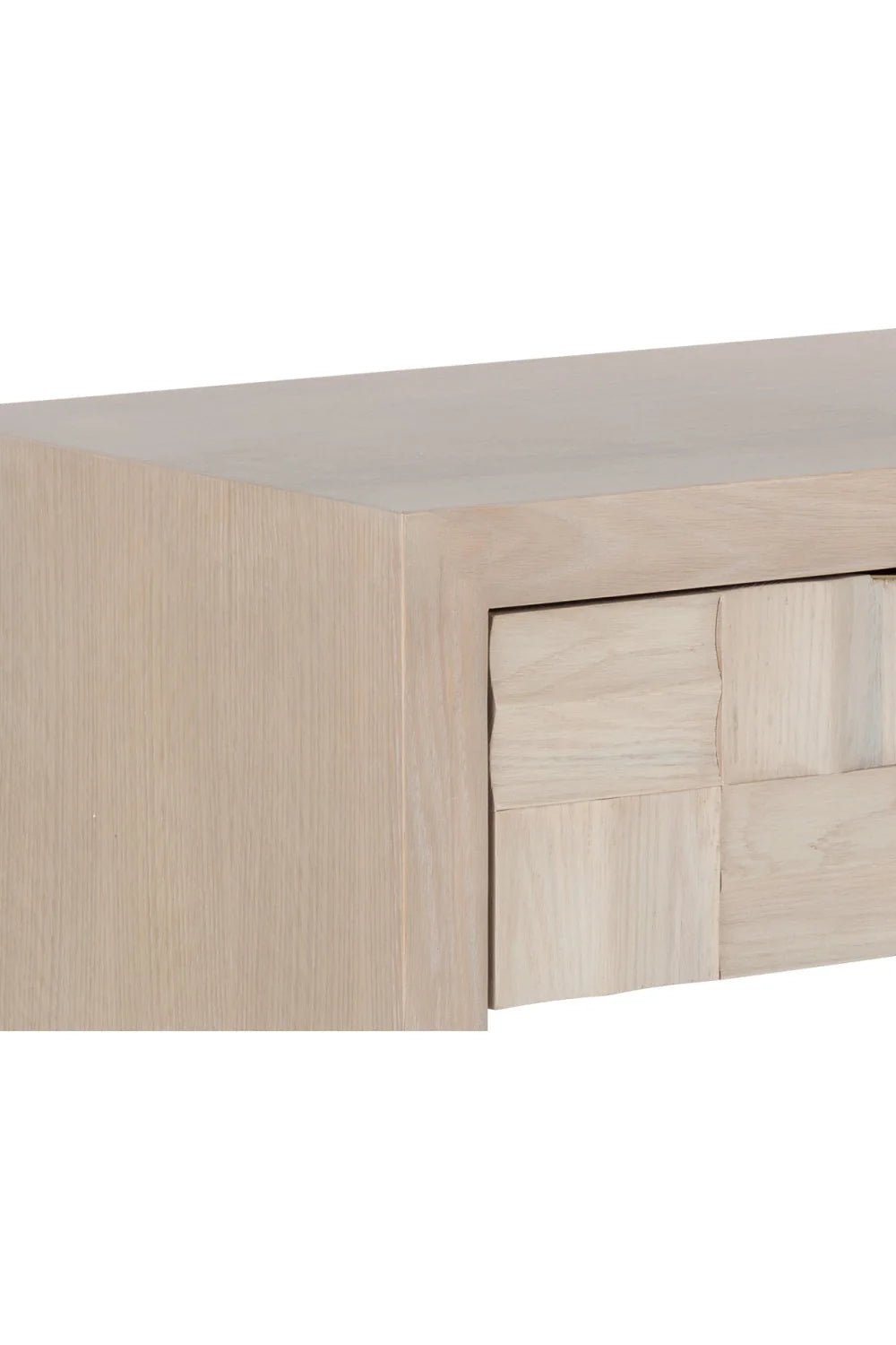 Luxury Modern Light Oak Wood-Tile Nightstand European Style for Villa