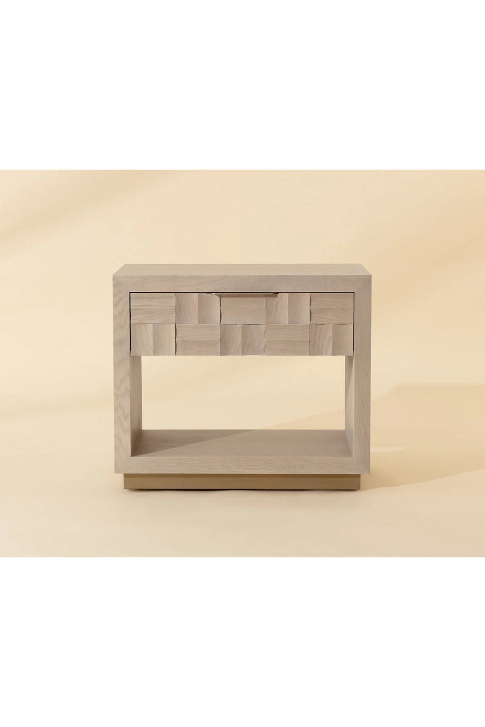 Luxury Modern Light Oak Wood-Tile Nightstand European Style for Villa