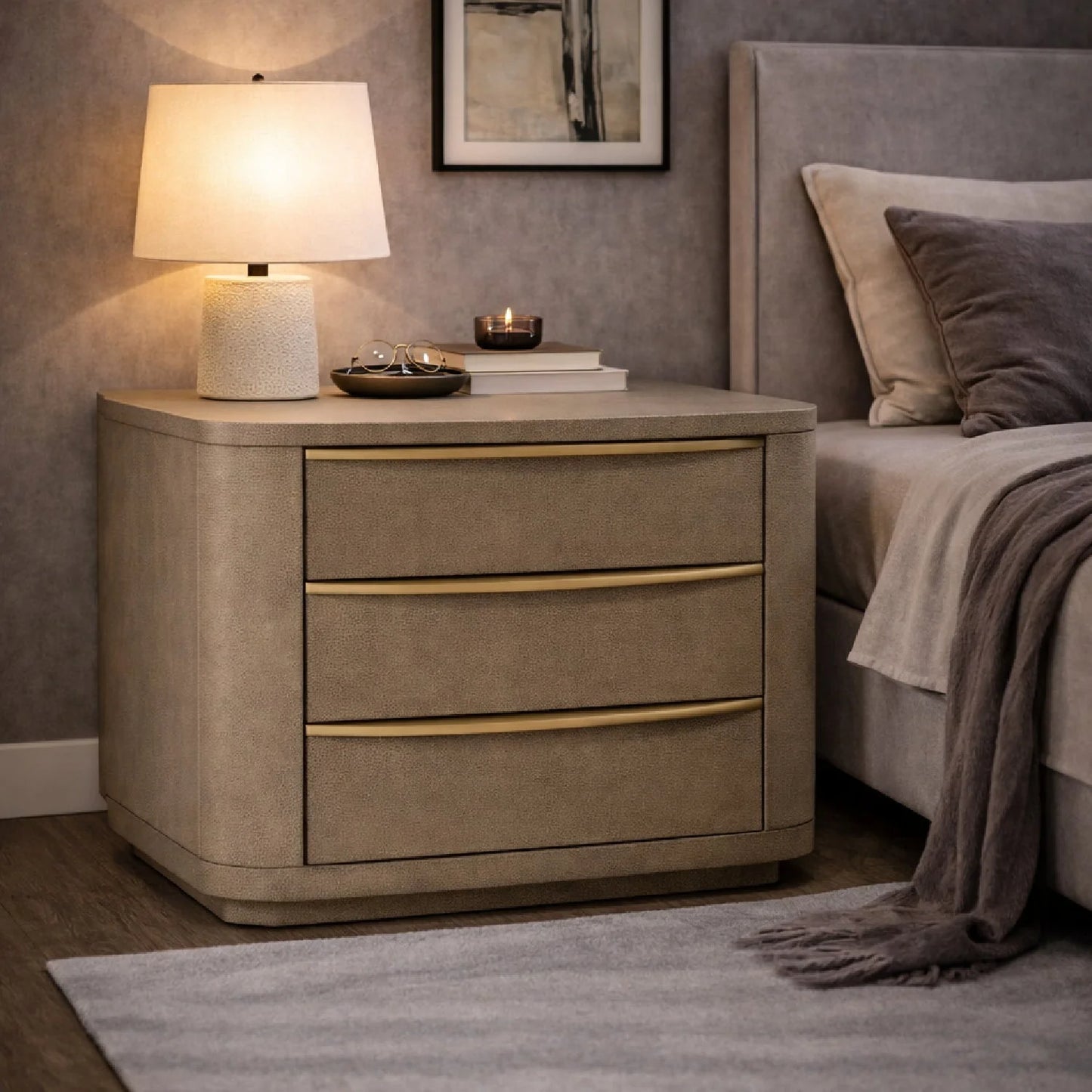 Luxury Modern Lois 3-Drawer Nightstand European Style for Villa