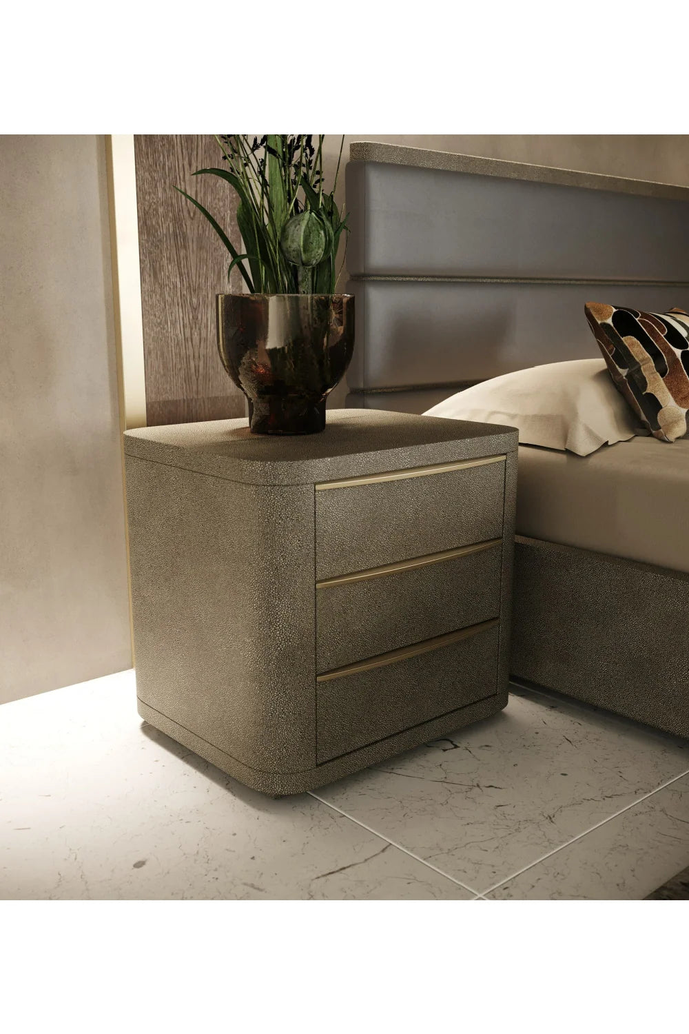 Luxury Modern Lois 3-Drawer Nightstand European Style for Villa