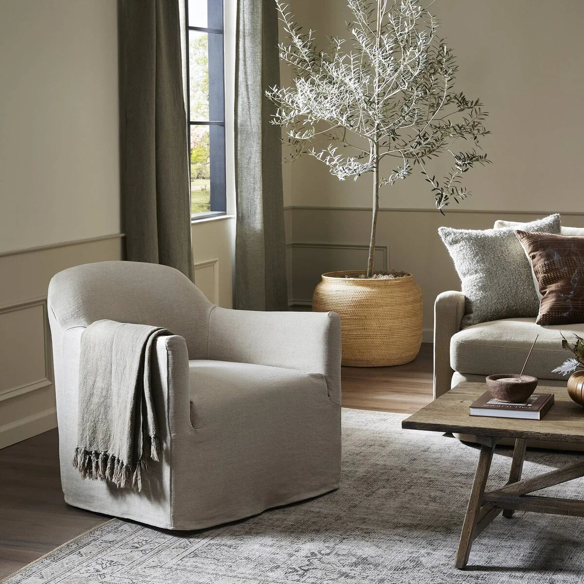 Luxury Modern Lowell Slipcover Swivel Chair European Style for Villa