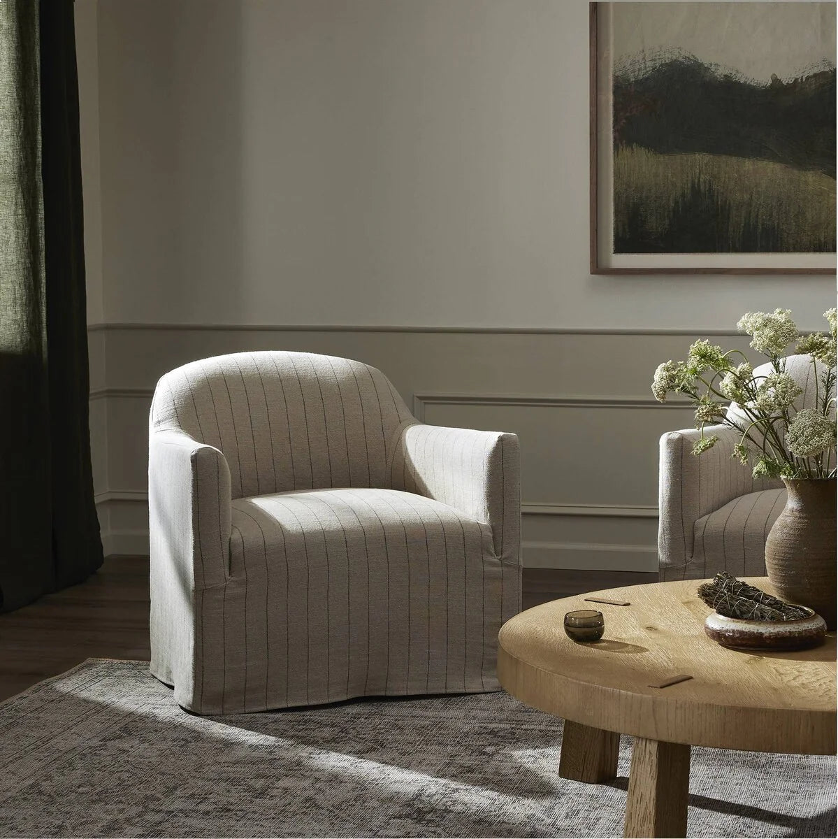 Luxury Modern Lowell Slipcover Swivel Chair European Style for Villa
