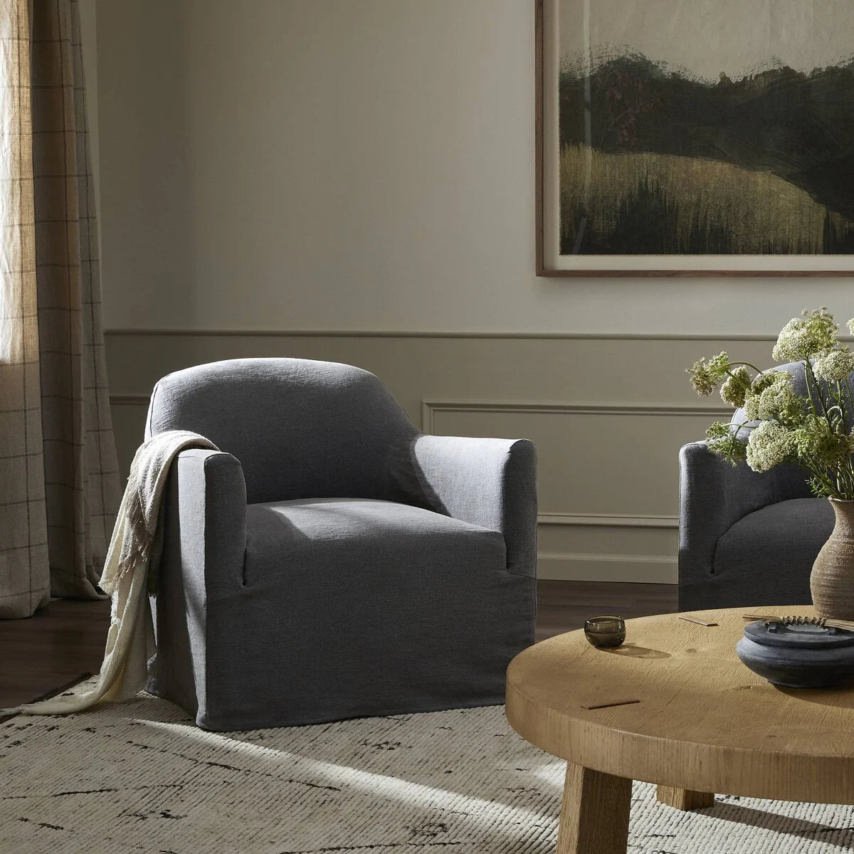 Luxury Modern Lowell Slipcover Swivel Chair European Style for Villa