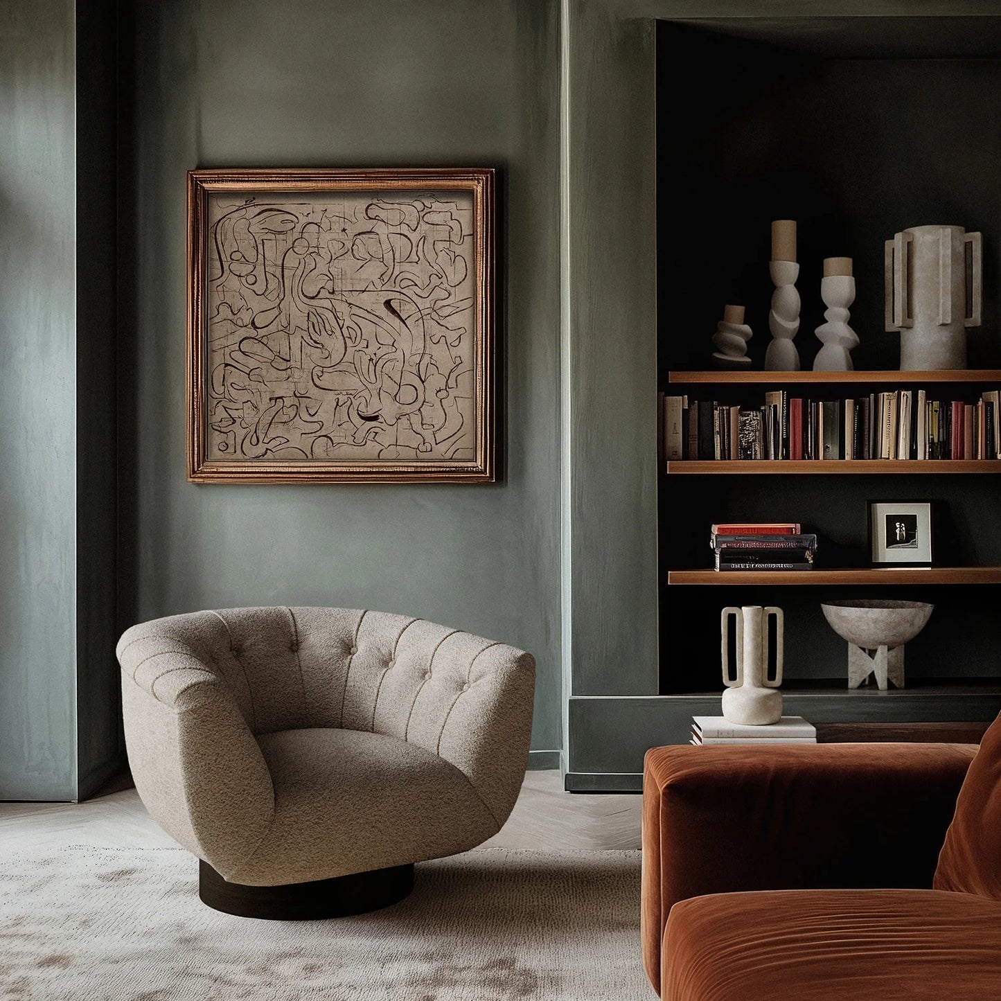 Luxury Modern Lune Swivel Chair European Style for Villa