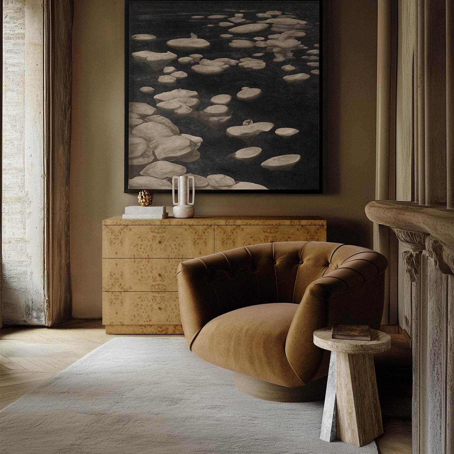 Luxury Modern Lune Swivel Chair European Style for Villa