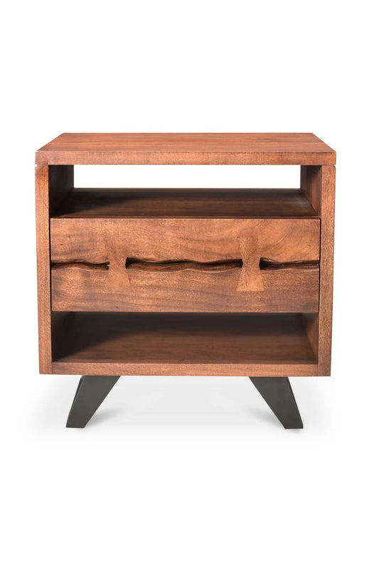 Luxury Modern Madagascar 1-Drawer Acacia Nightstand European Style for Villa