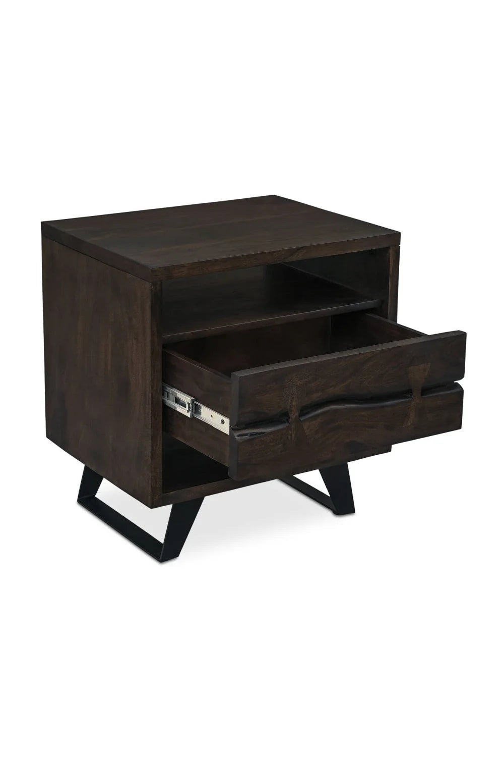 Luxury Modern Madagascar 1-Drawer Acacia Nightstand European Style for Villa