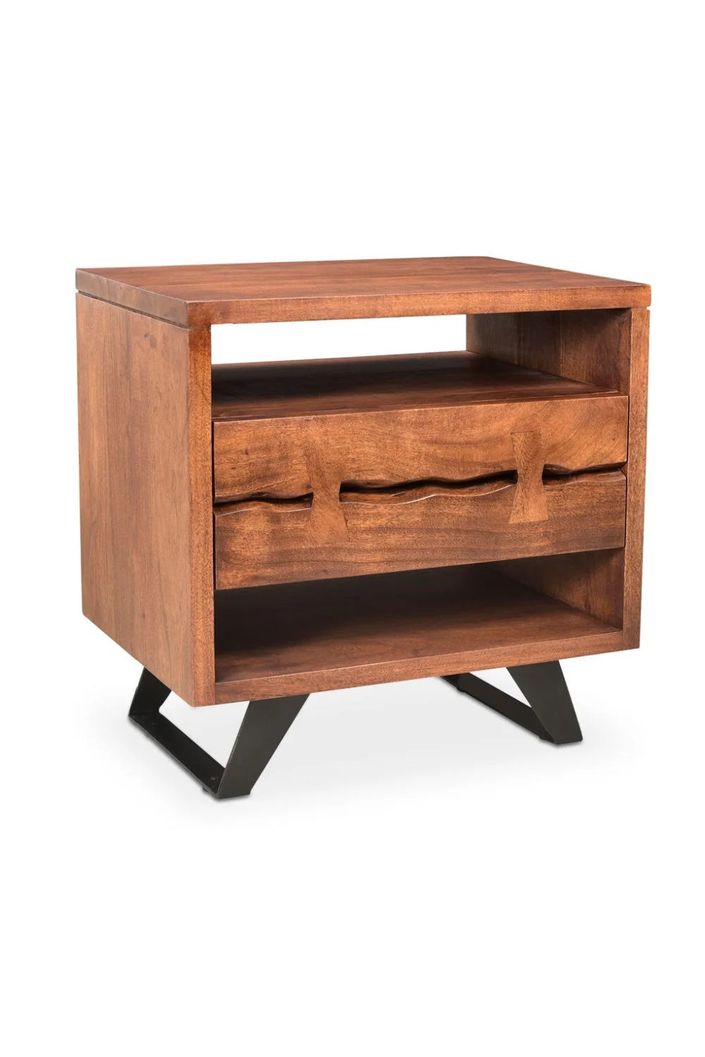 Luxury Modern Madagascar 1-Drawer Acacia Nightstand European Style for Villa