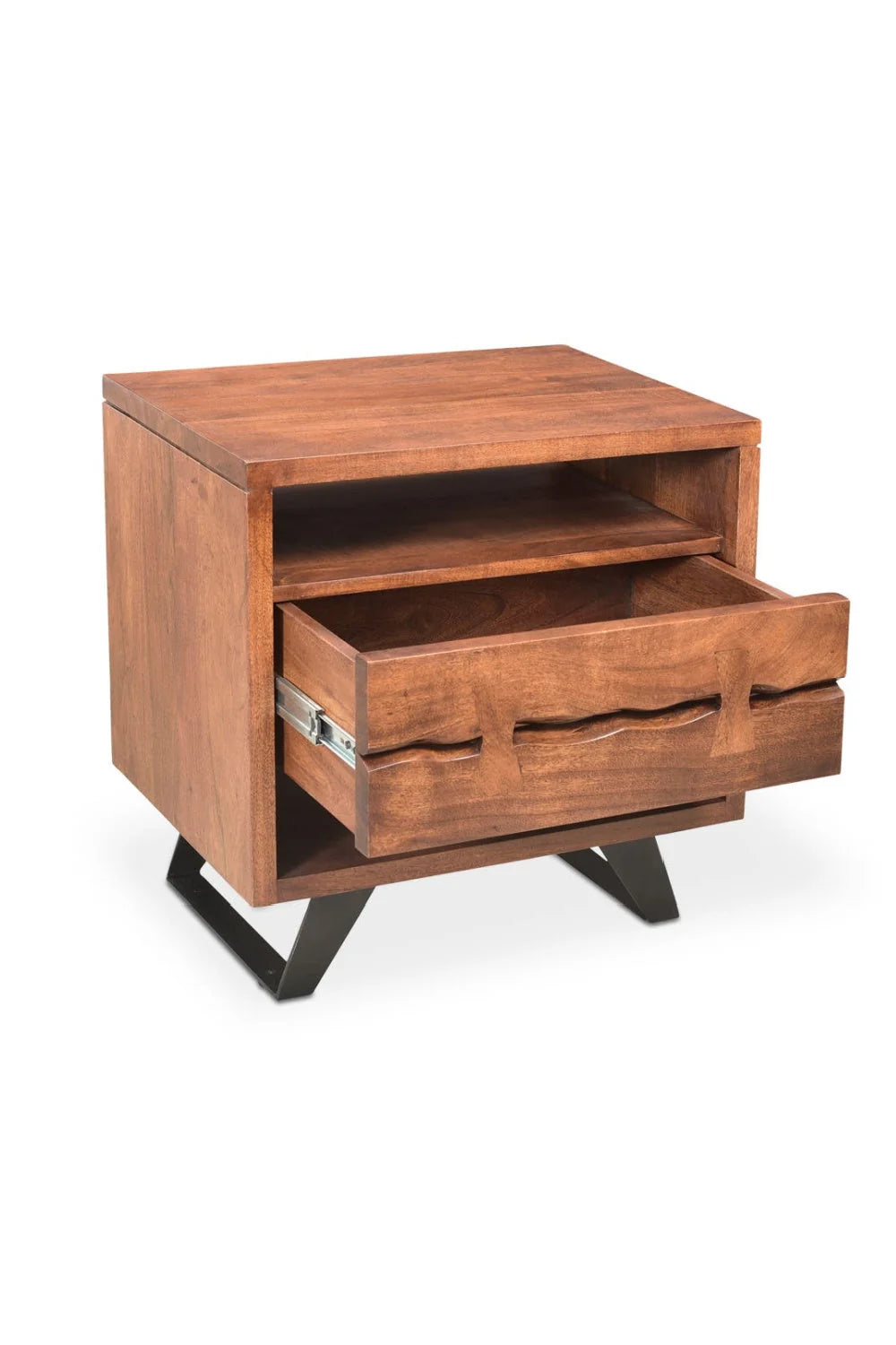 Luxury Modern Madagascar 1-Drawer Acacia Nightstand European Style for Villa