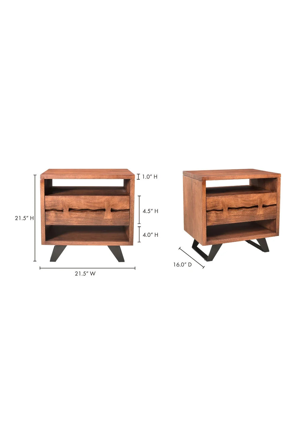 Luxury Modern Madagascar 1-Drawer Acacia Nightstand European Style for Villa