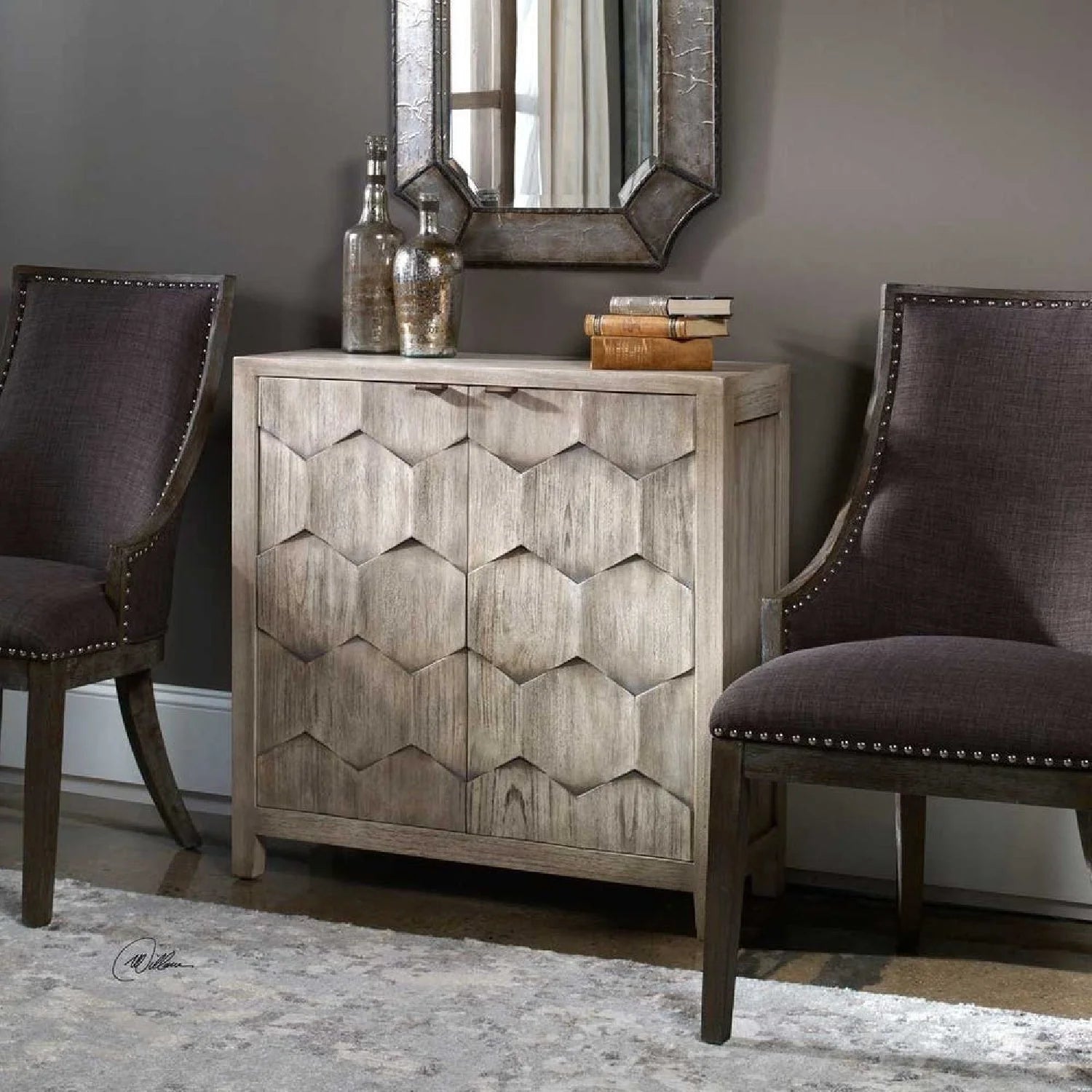 Luxury Modern Mahogany Wood 2-Door Cabinet European Style for Villa