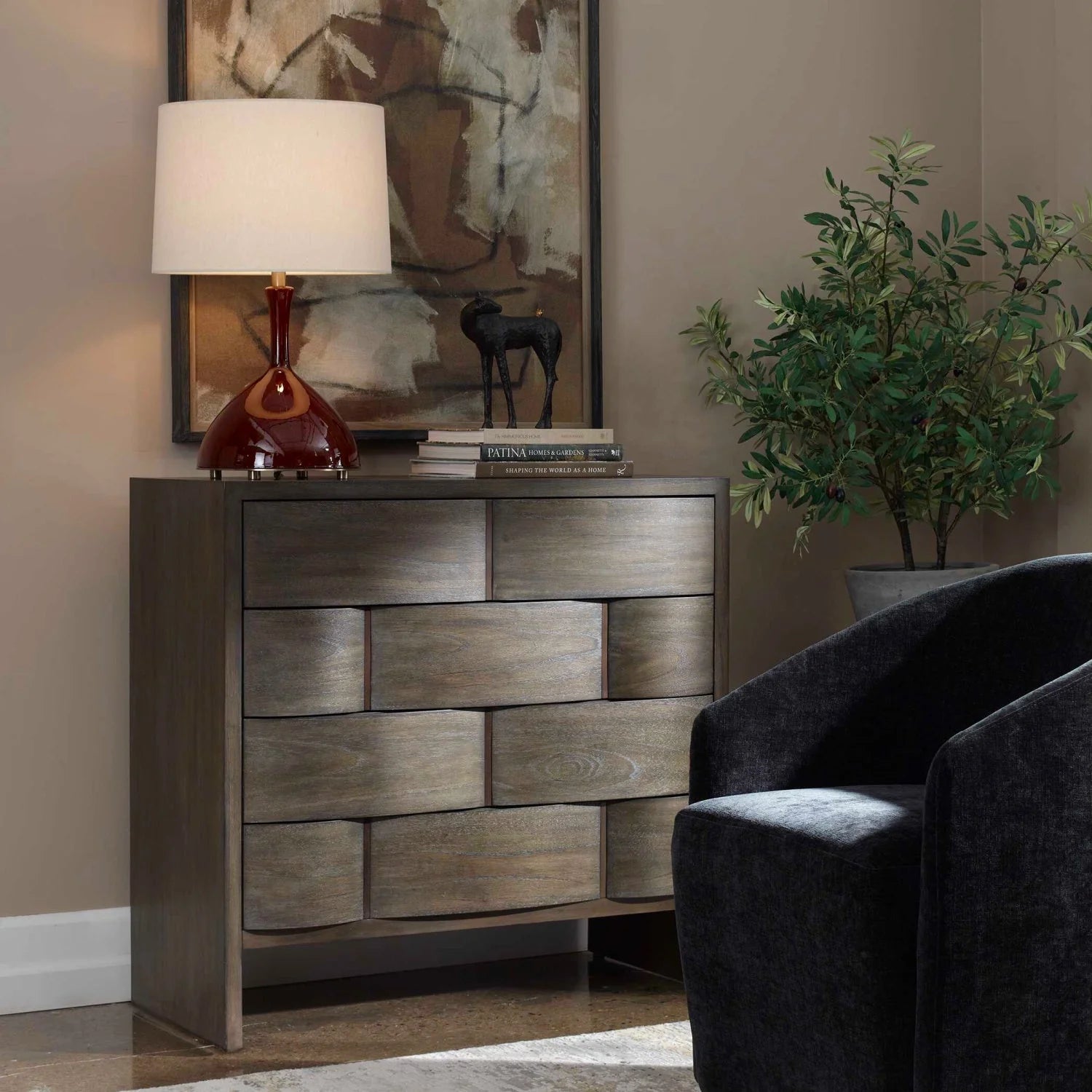 Luxury Modern Mahogany Wood 4-Drawer Chest European Style for Villa