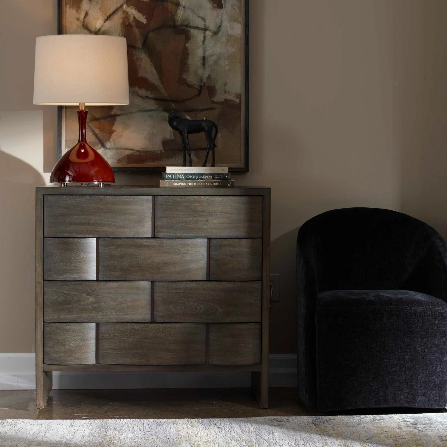 Luxury Modern Mahogany Wood 4-Drawer Chest European Style for Villa