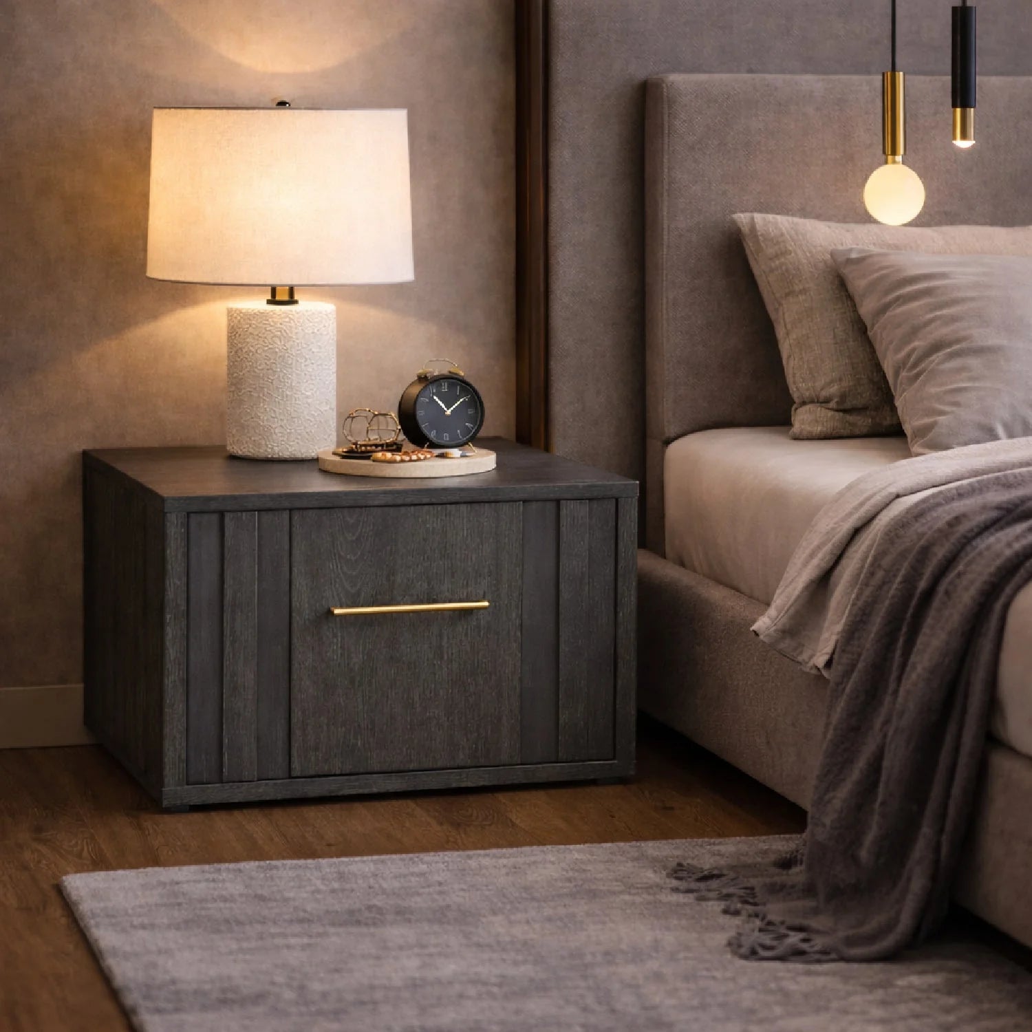 Luxury Modern Manchester 1-Drawer Nightstand European Style for Villa