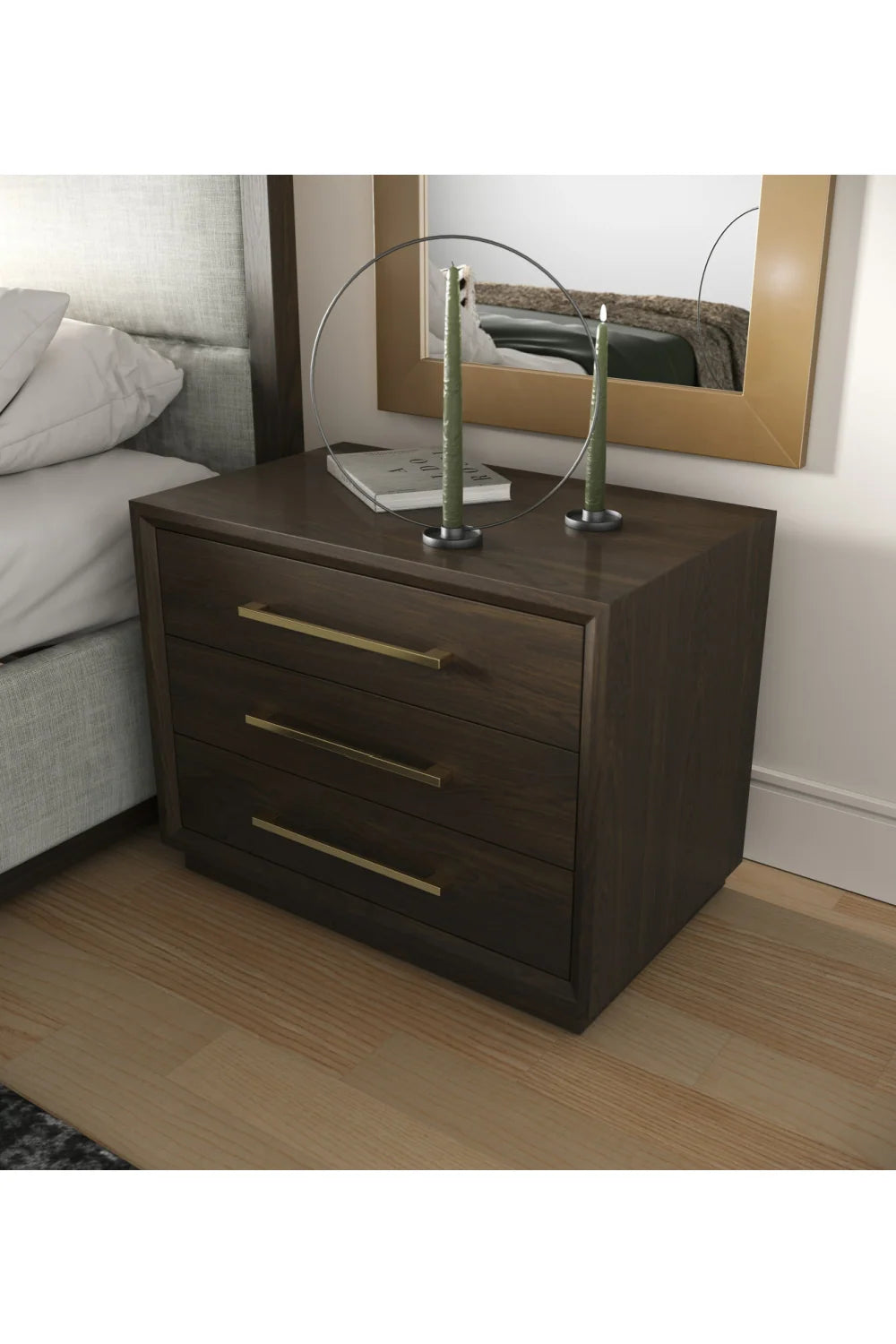 Luxury Modern Manhattan 3-Drawer Nightstand European Style for Villa