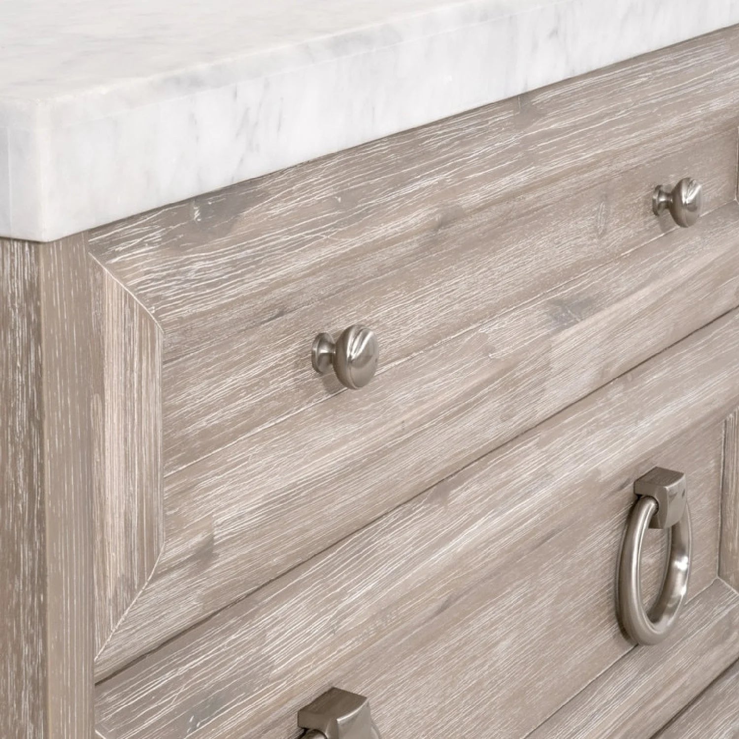 Luxury Modern Marble Acacia 6-Drawer Dresser European Style for Villa