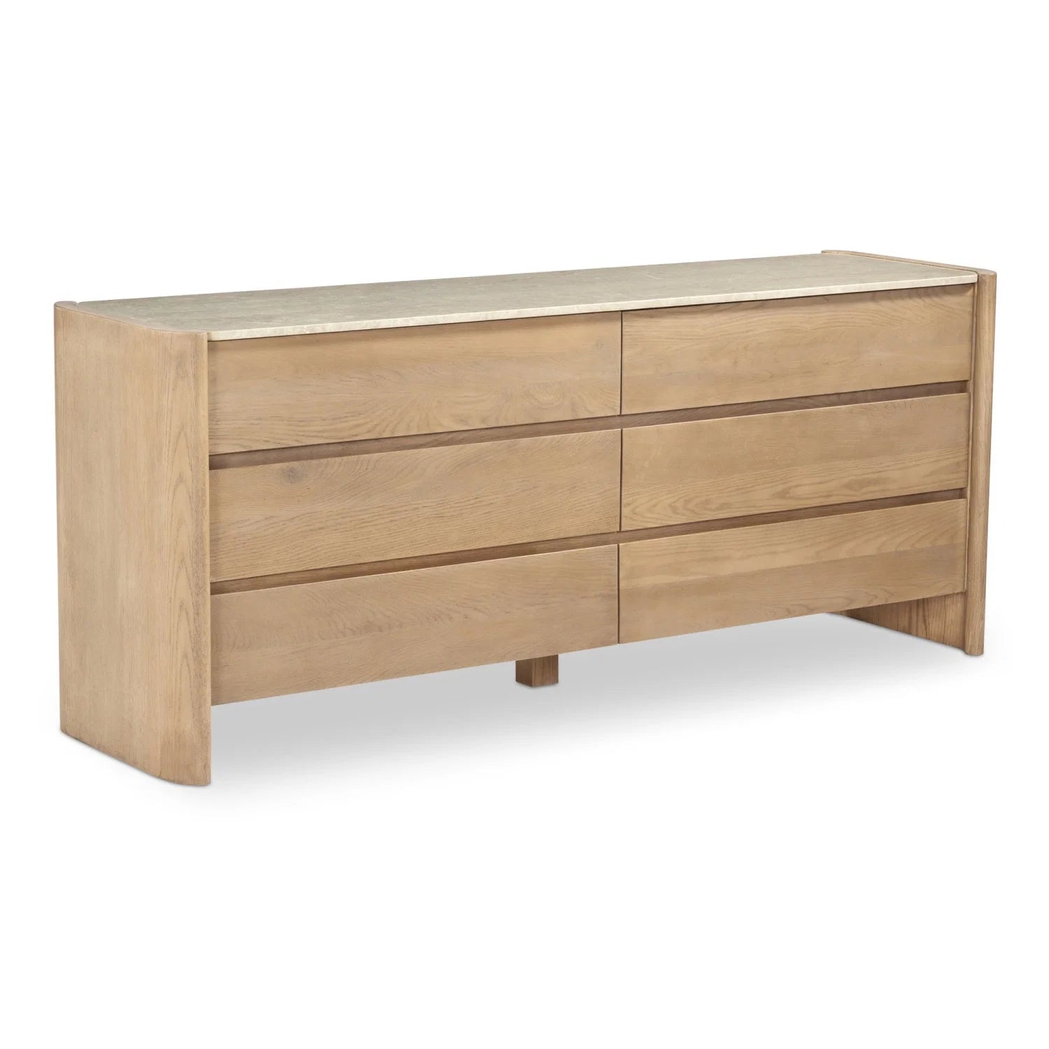 Luxury Modern Marble Top Oak 6-Drawer Dresser European Style for Villa