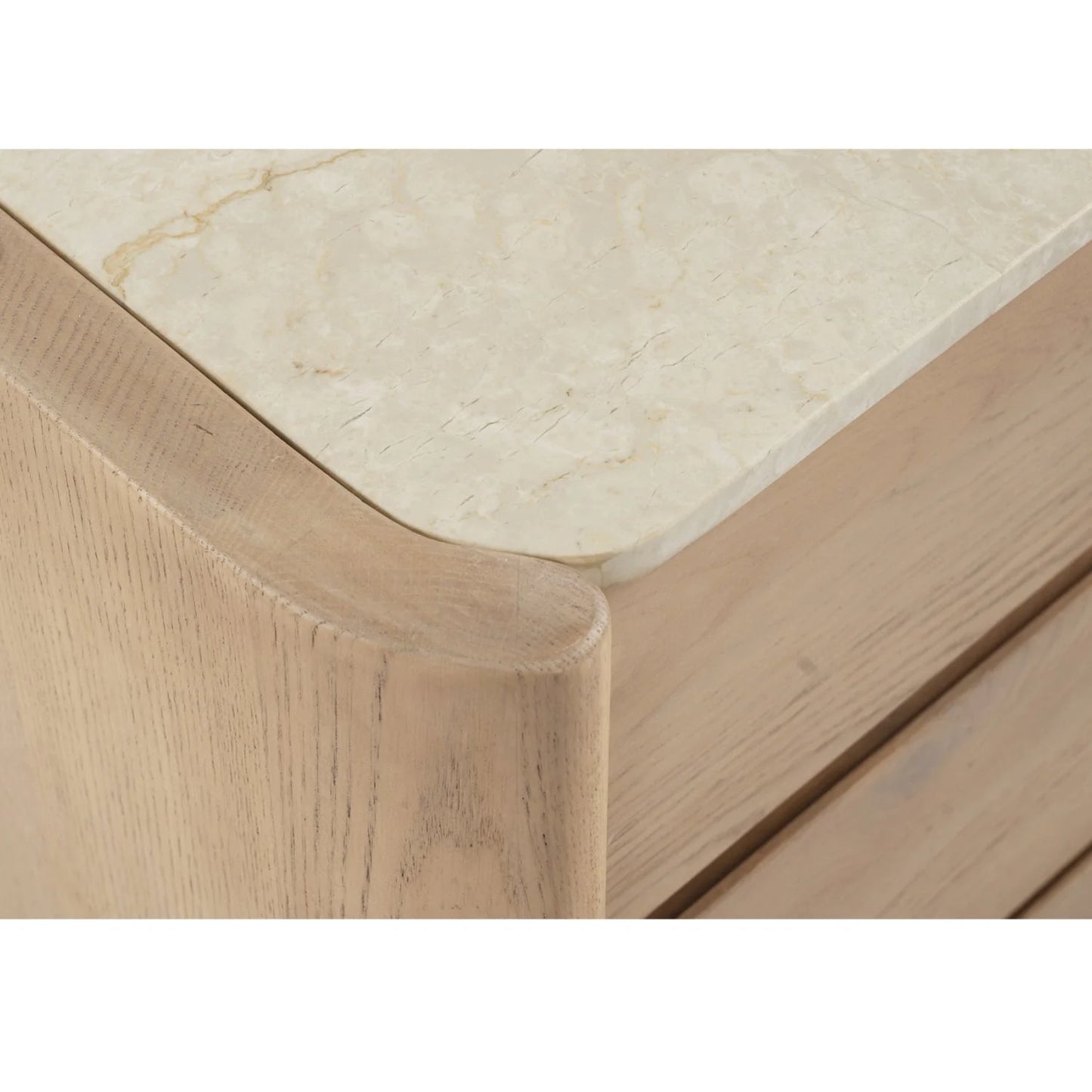 Luxury Modern Marble Top Oak 6-Drawer Dresser European Style for Villa