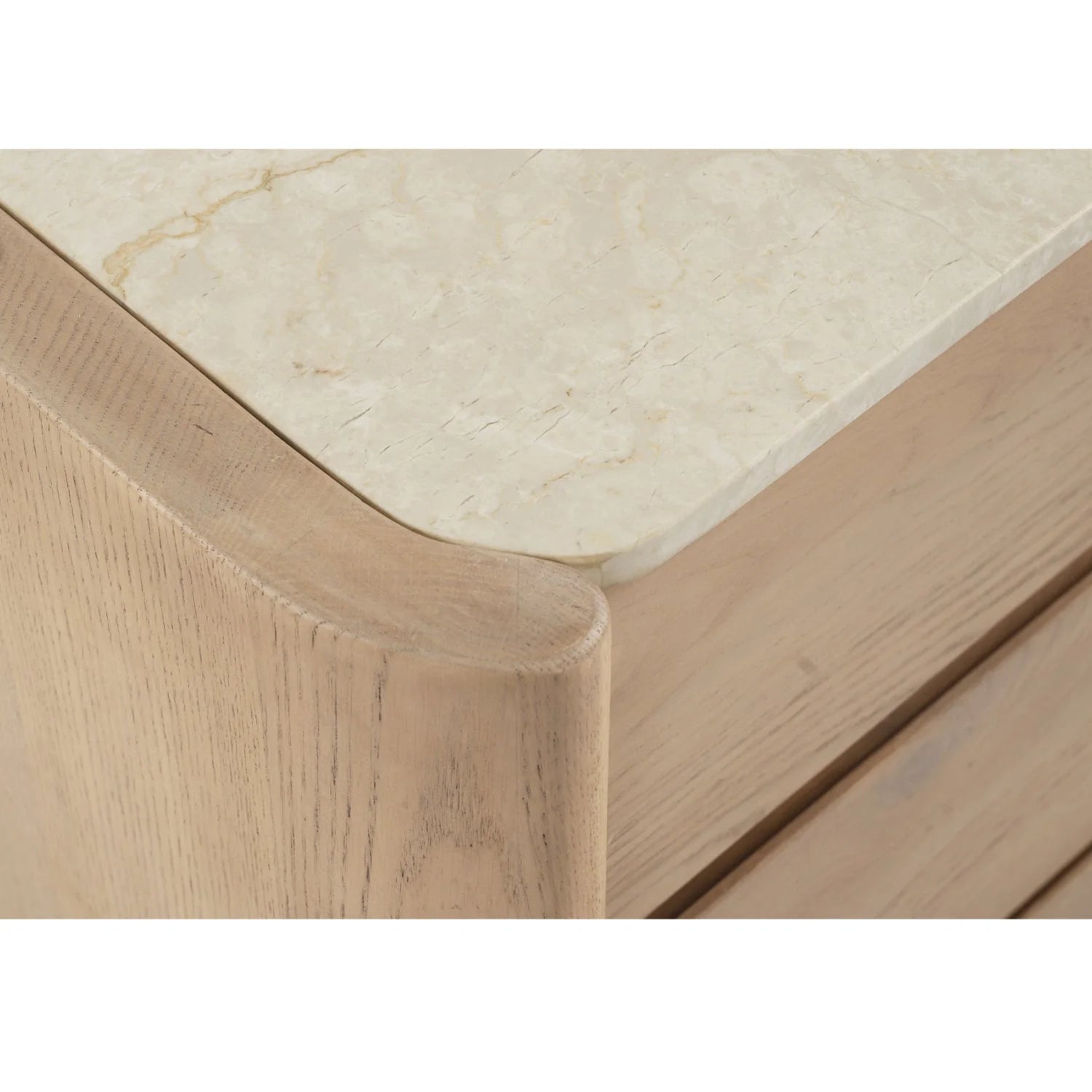 Luxury Modern Marble Top Oak 6-Drawer Dresser European Style for Villa