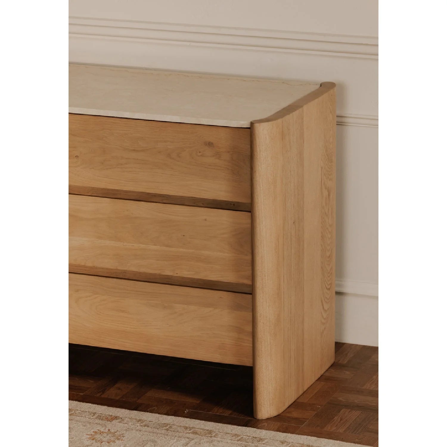 Luxury Modern Marble Top Oak 6-Drawer Dresser European Style for Villa
