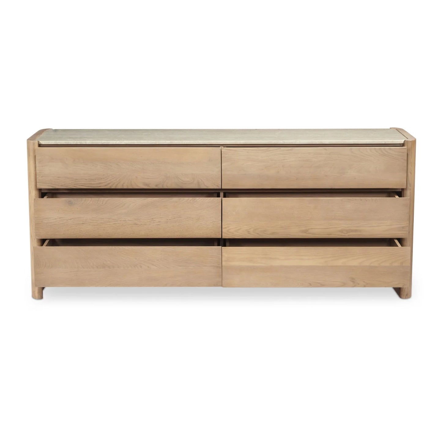 Luxury Modern Marble Top Oak 6-Drawer Dresser European Style for Villa