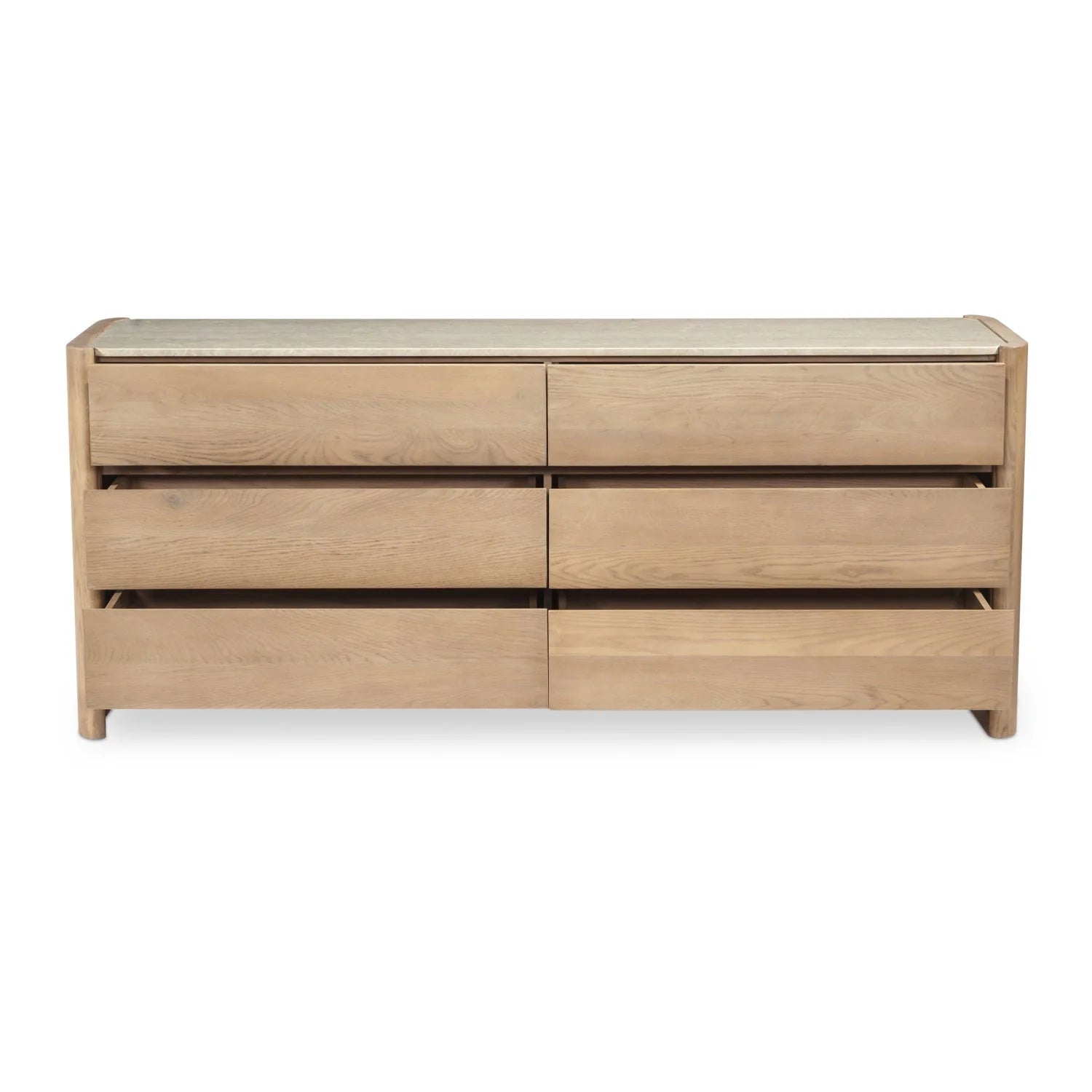 Luxury Modern Marble Top Oak 6-Drawer Dresser European Style for Villa