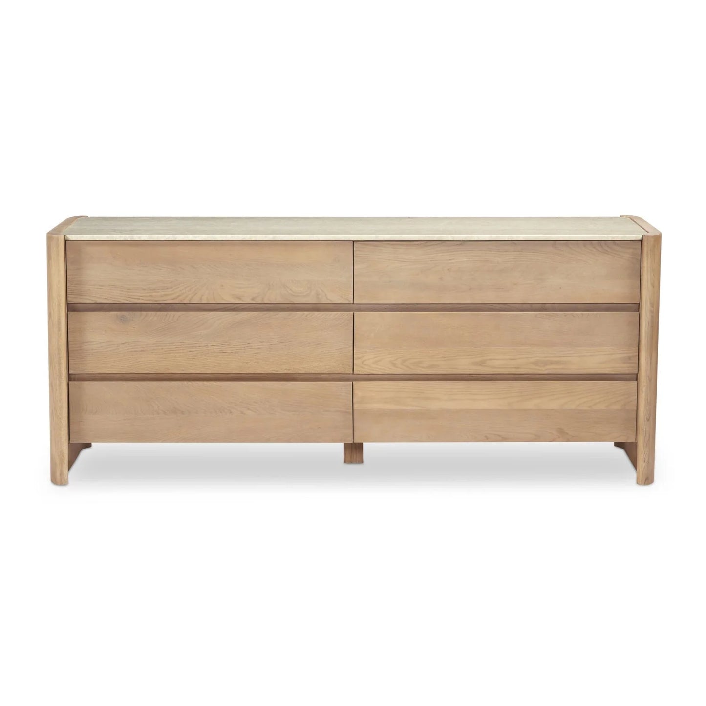 Luxury Modern Marble Top Oak 6-Drawer Dresser European Style for Villa