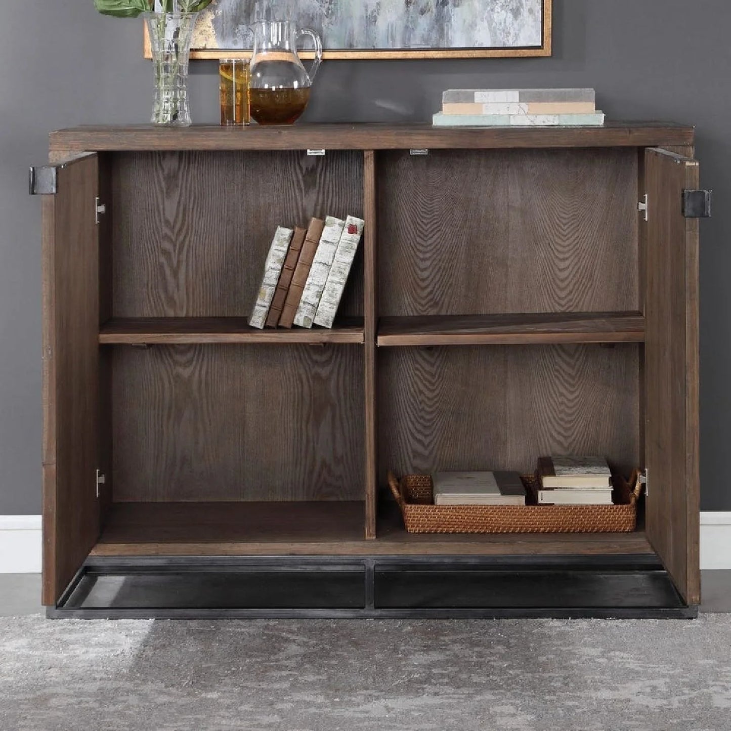 Luxury Modern Marquetry Wood 2-Door Cabinet European Style for Villa